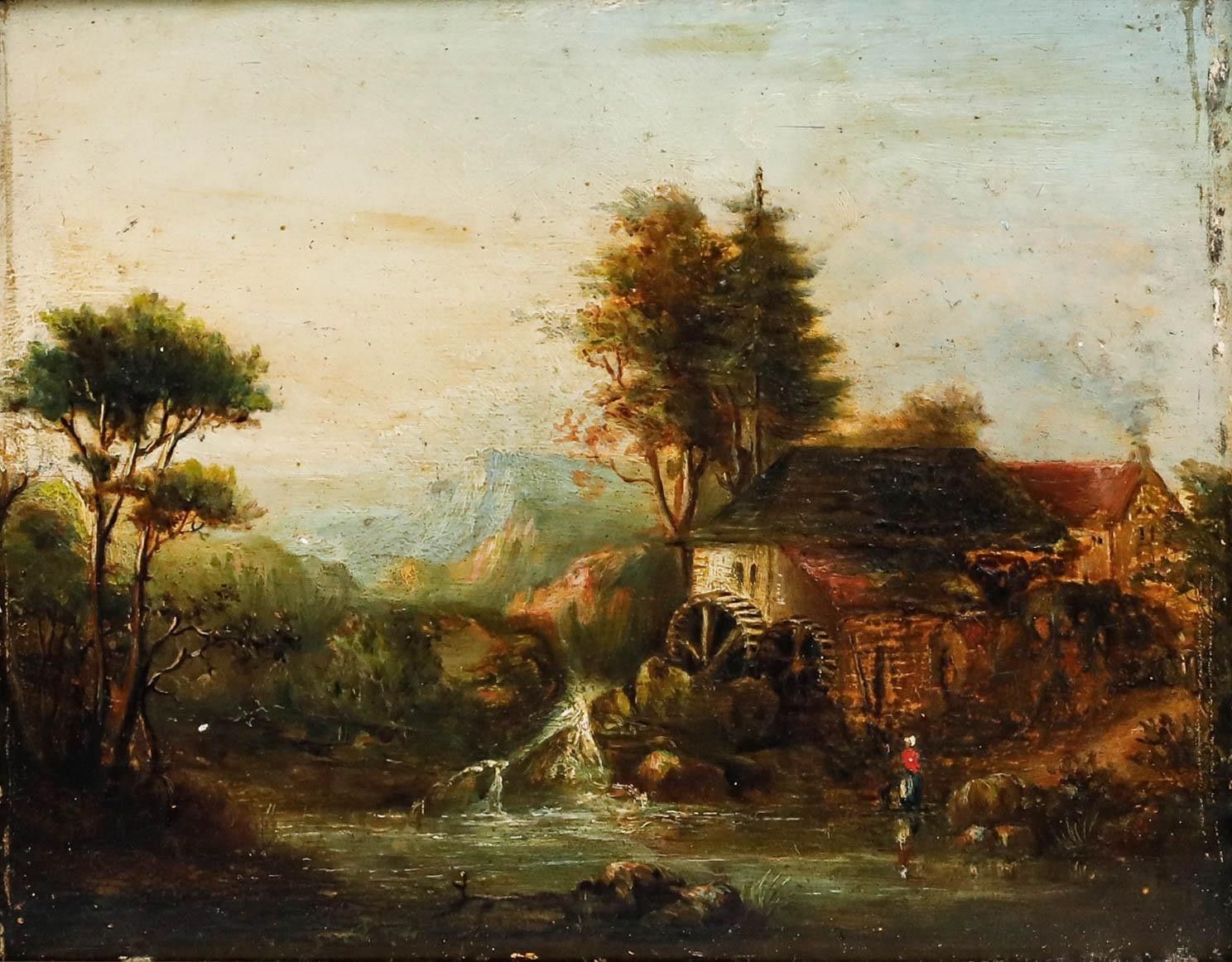 Attrib. James Archibald Campbell Dickson (B.1836) Oil, The Water Mill At Dawn photo furniture