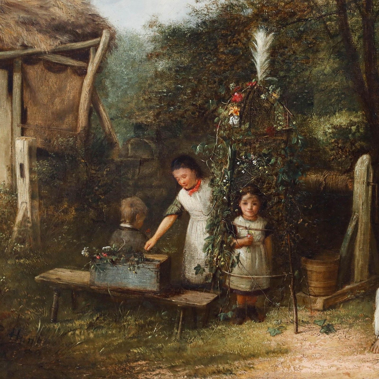 Reuben Hunt (1857 1938) 1882 Oil, Children In The Garden photo Art