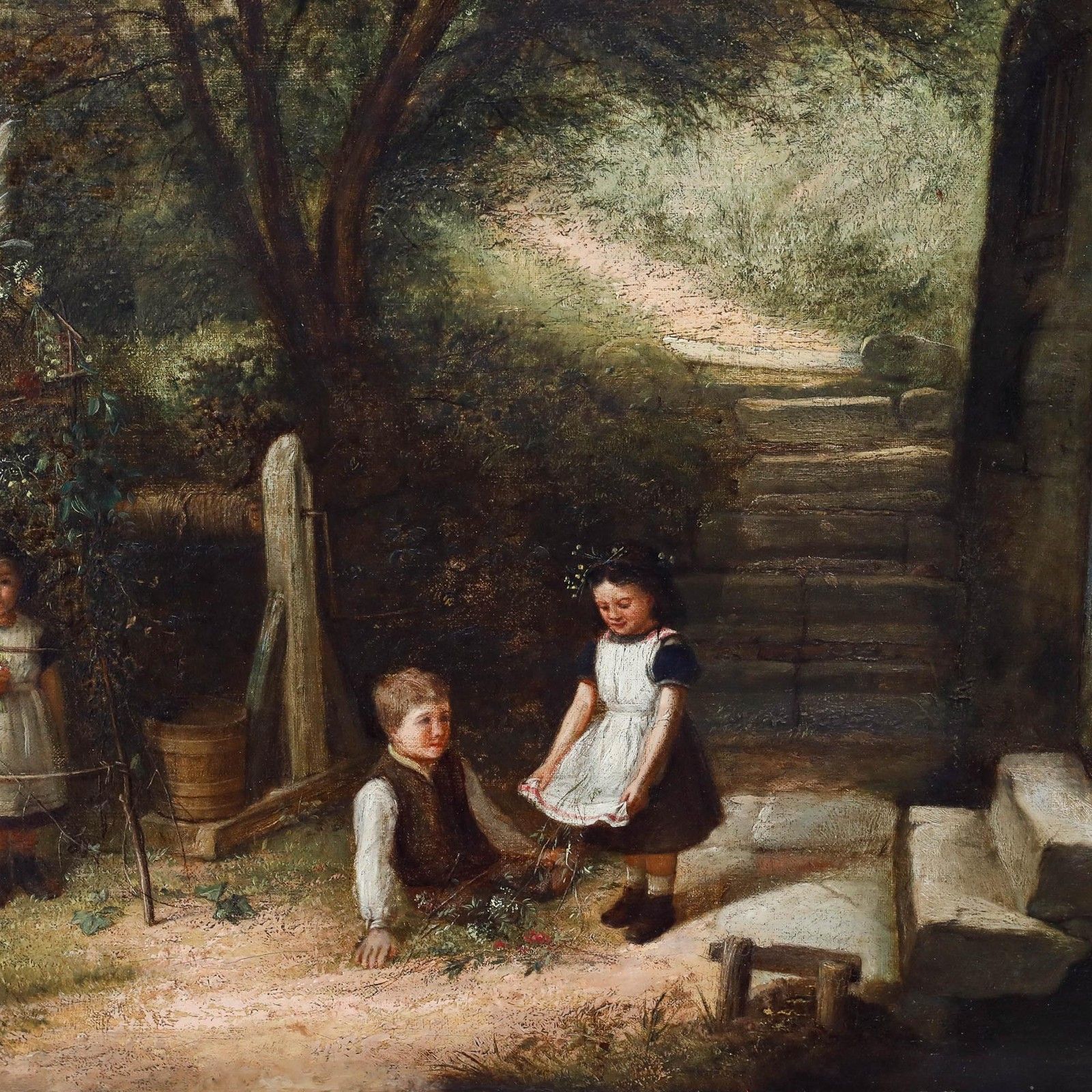 Reuben Hunt (1857 1938) 1882 Oil, Children In The Garden photo 1250.0