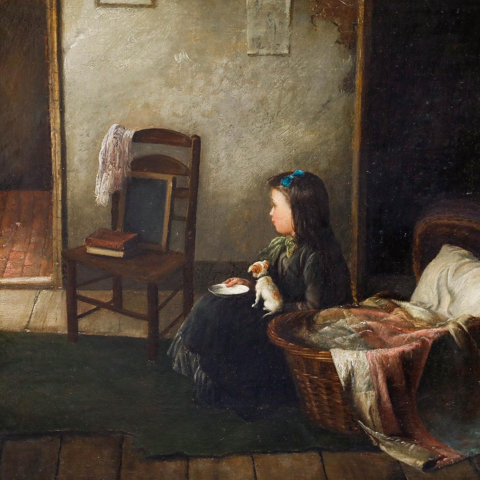 Charles Hunt Jr (1829 1900) 1882 Oil, The Inquisitive Visitor photo 1750.0