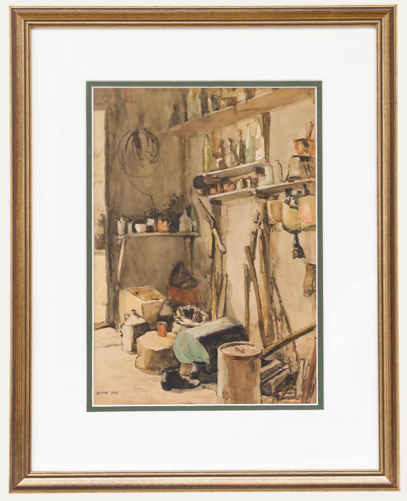 Jessie Hay Framed Mid 20th Century Watercolour, Shed Interior II