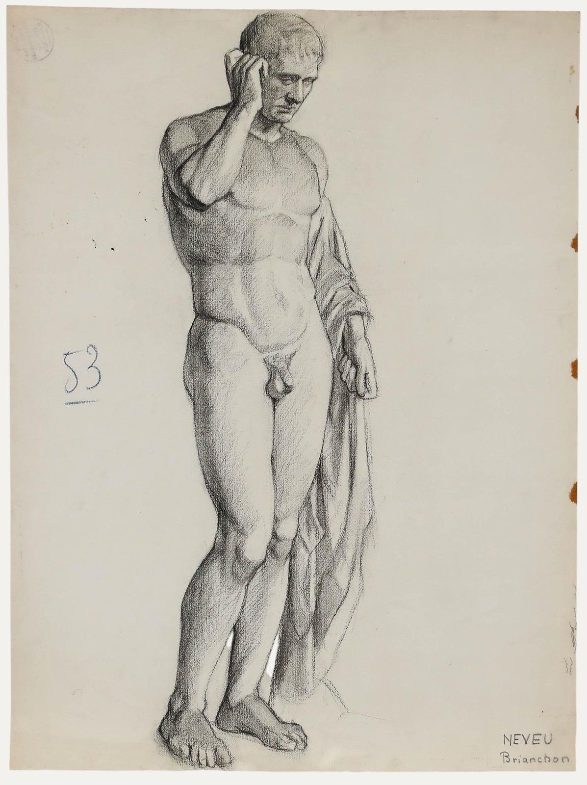 Pierre Neveu (B.1929) Mid 20th Century Graphite Drawing, Academic Study VI