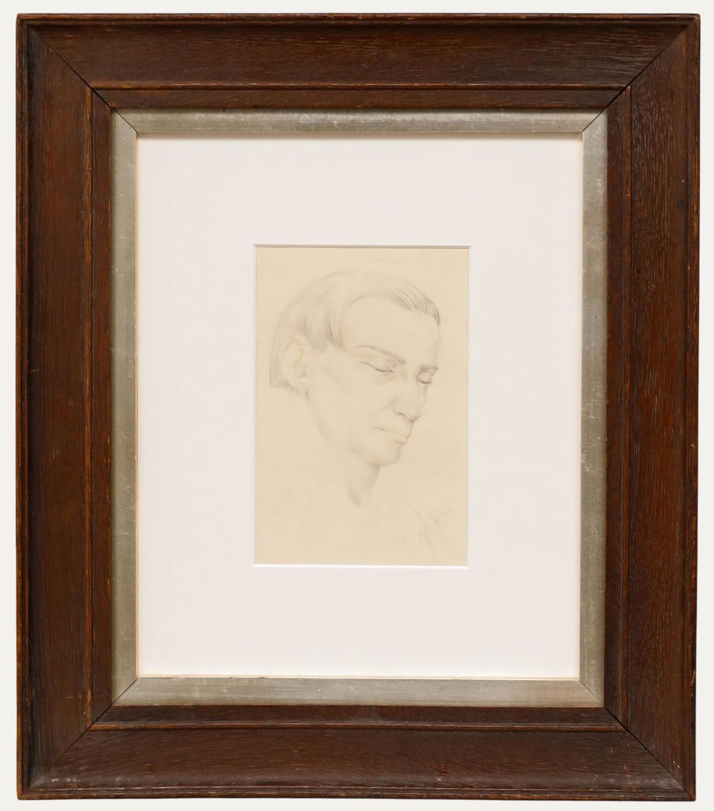 English School Early 20th Century Graphite Drawing Study Of A Man In Profile