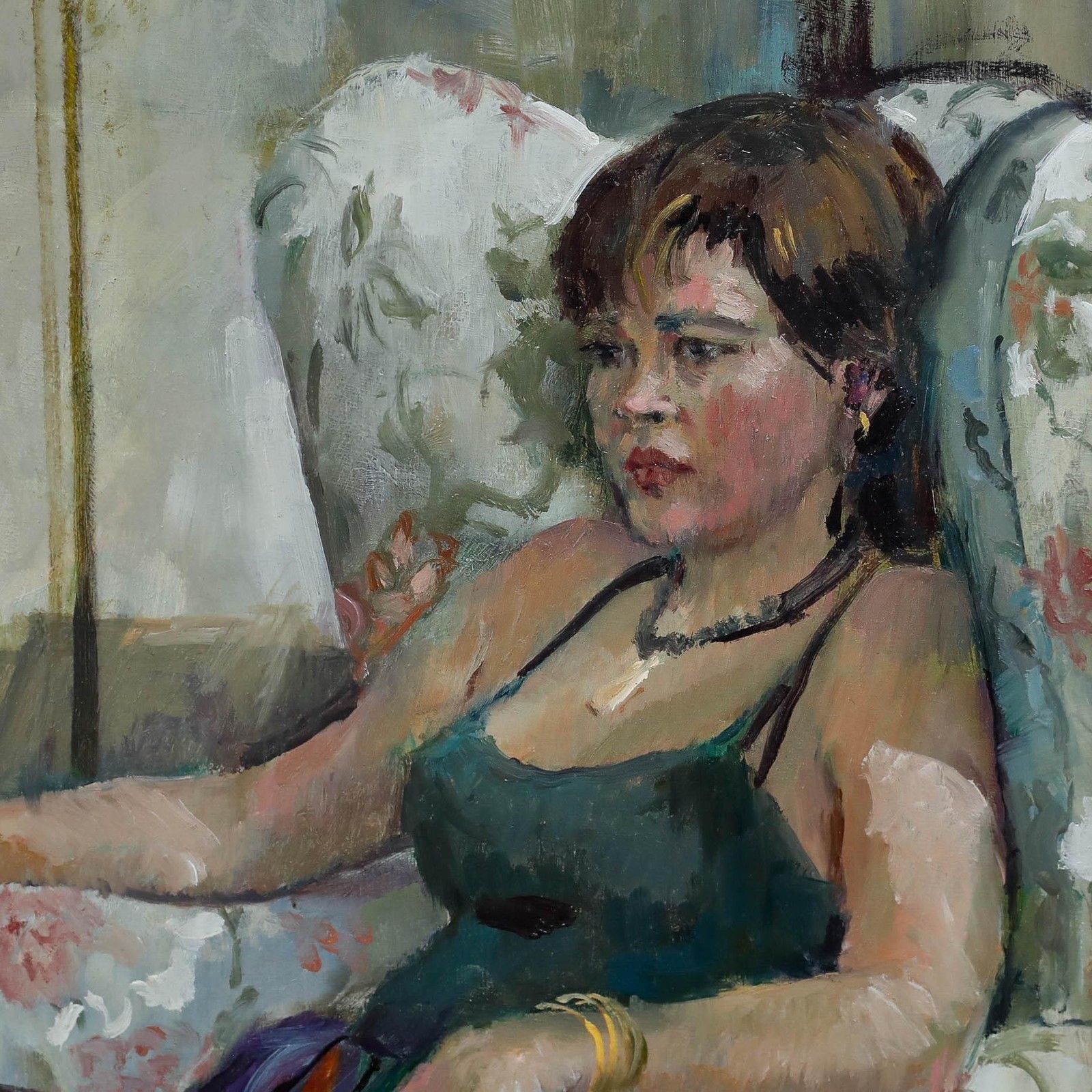 Pat Maclaurin (1933 2022)  20th Century Oil, Myken In The Wingchair photo Art