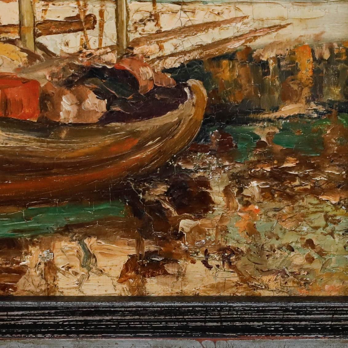 Attrib. Leonard Richmond (1889 1965) Oil, Moored Boats In A Coastal Inlet photo vinterior