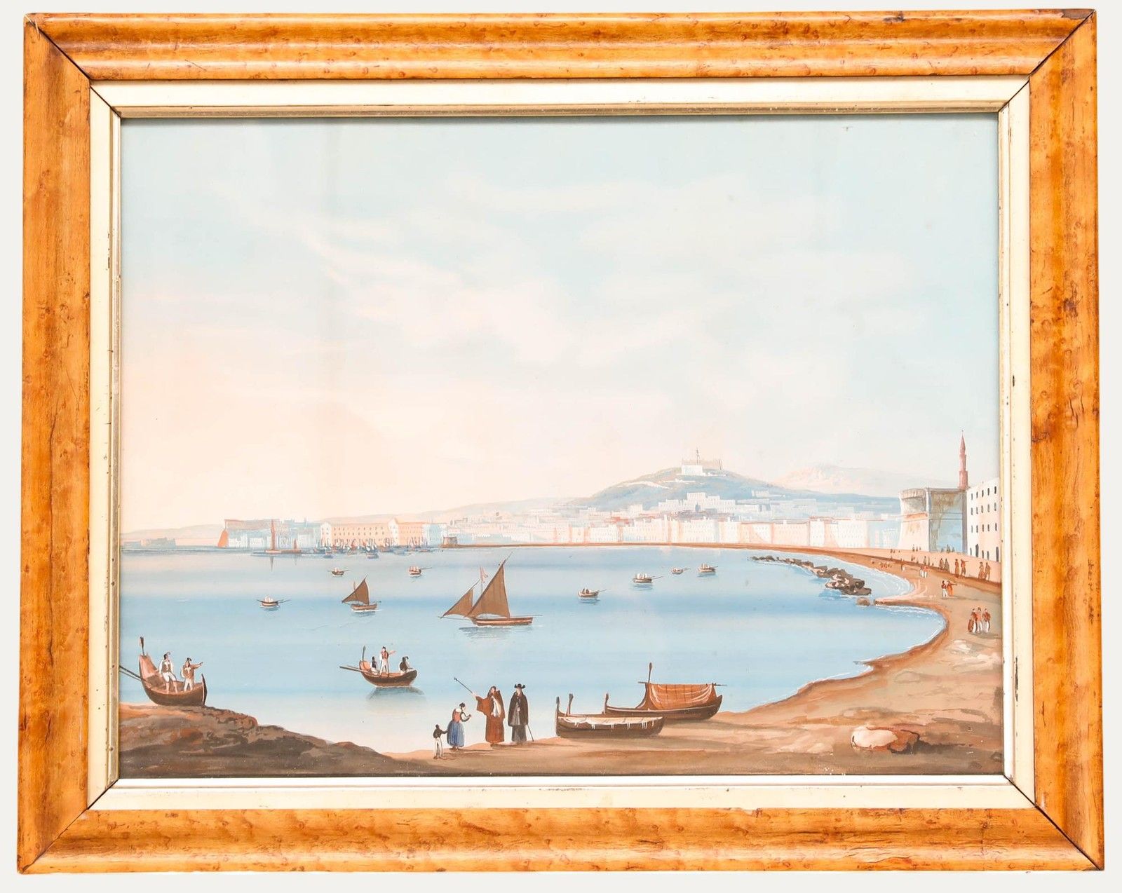 Neapolitan School 19th Century Gouache View From The Bay