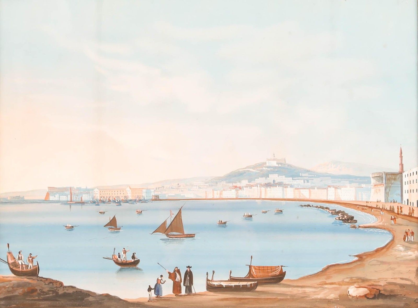 Neapolitan School 19th Century Gouache View From The Bay photo furniture