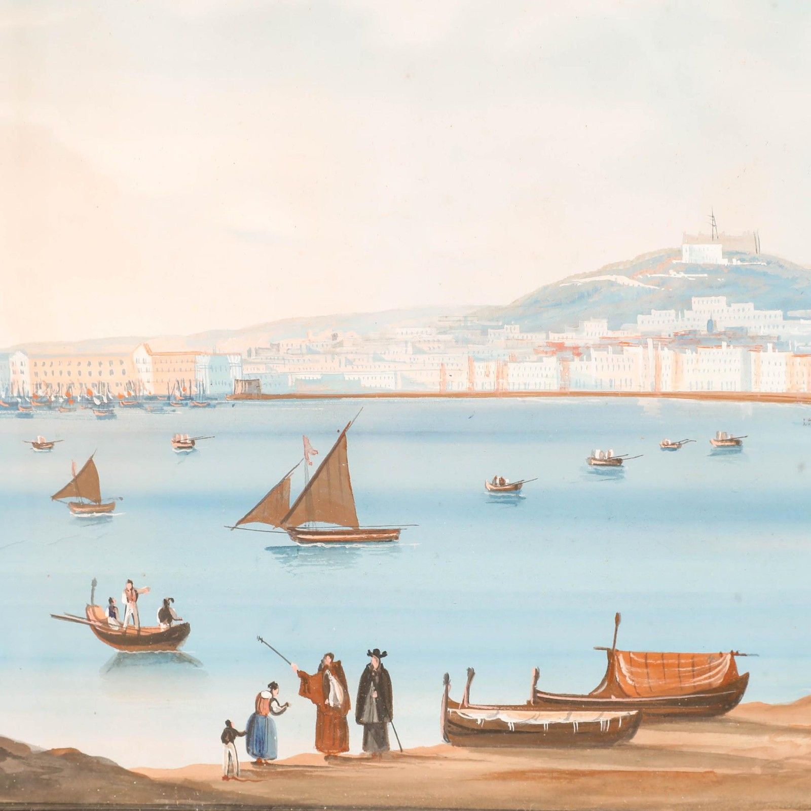 Neapolitan School 19th Century Gouache View From The Bay photo Art
