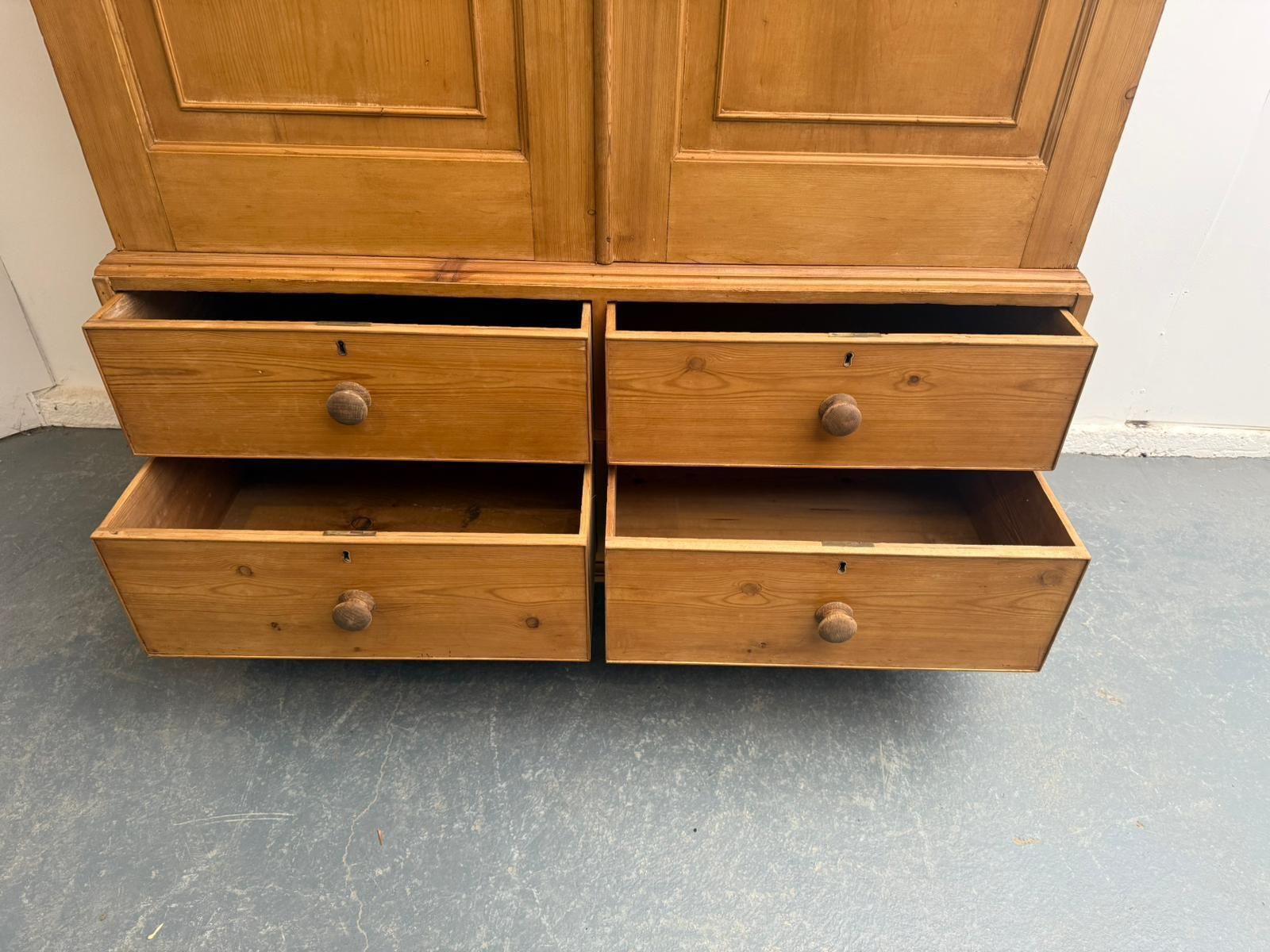 A Superb Pine Victorian Waxed 2 Piece Linen Press / Kitchen Cupboard photo 1795.0