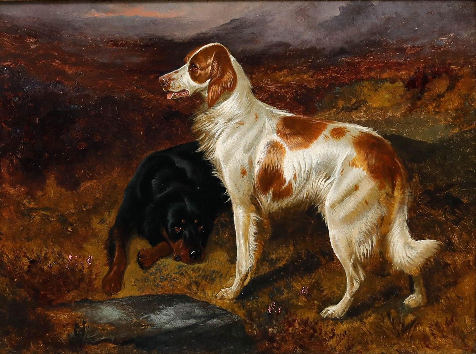 Colin Graeme (1858 1910) Framed Oil, Setters In A Moorland Landscape photo furniture