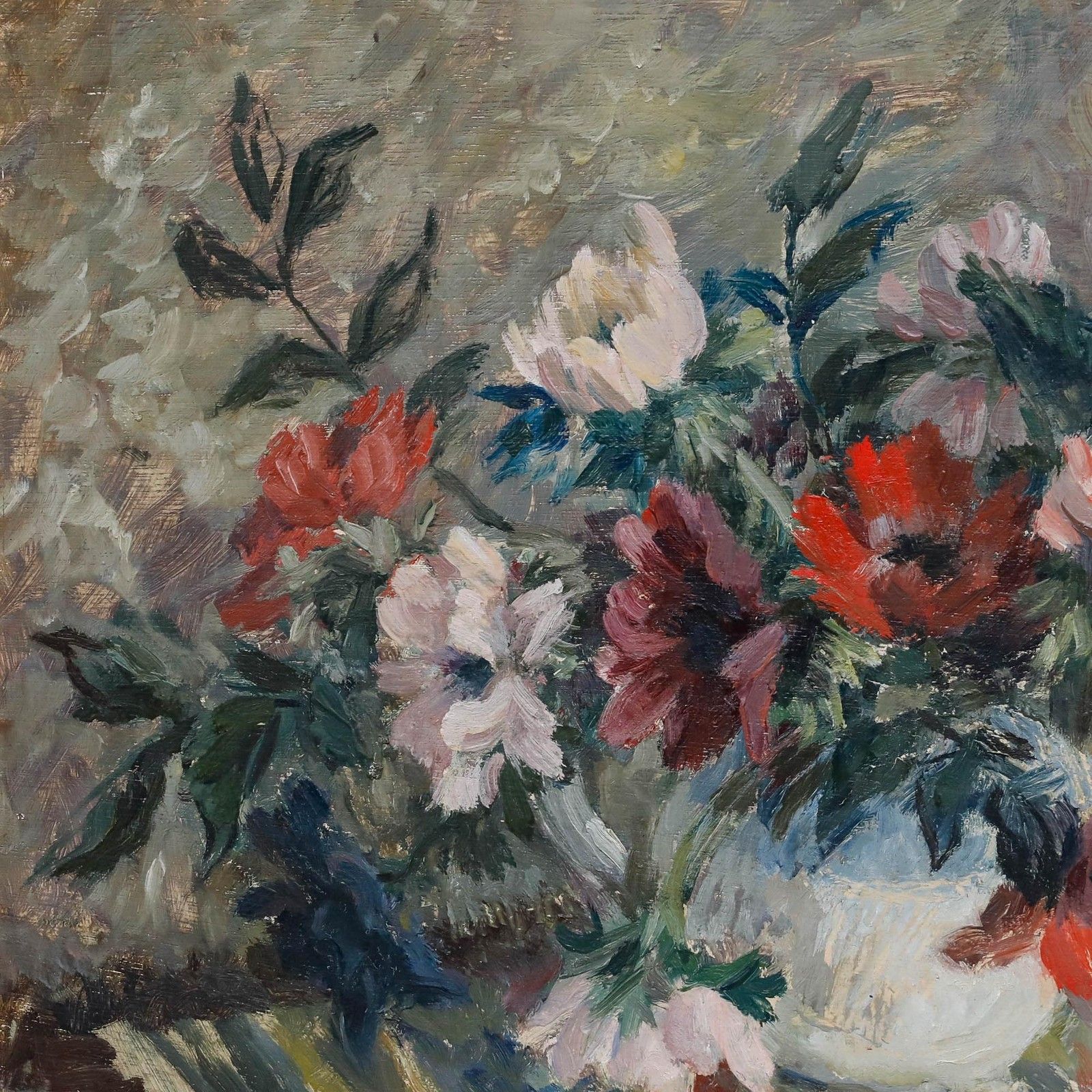 Rita Busby 20th Century Oil, Vase Of Anemones photo 750.0