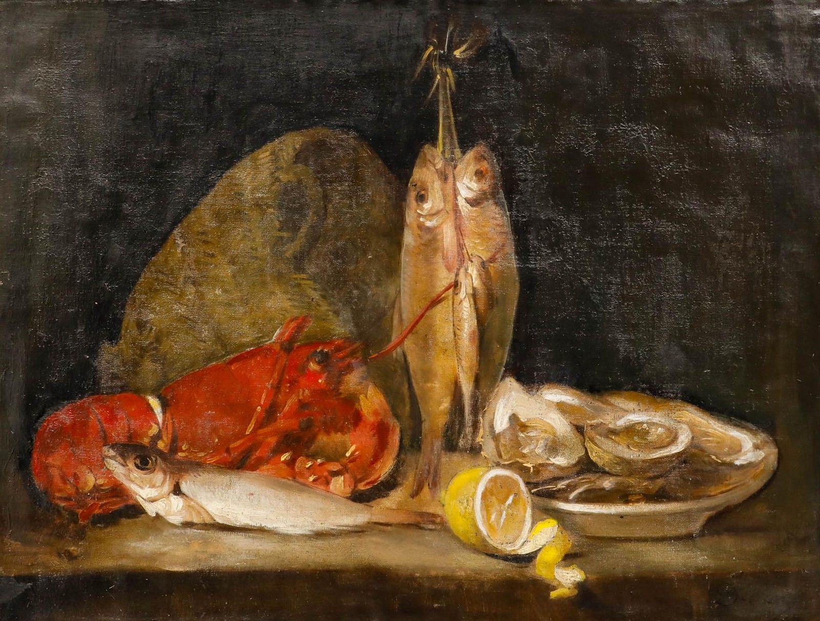 French School Late 19th Century Oil Bounty Of The Sea photo furniture