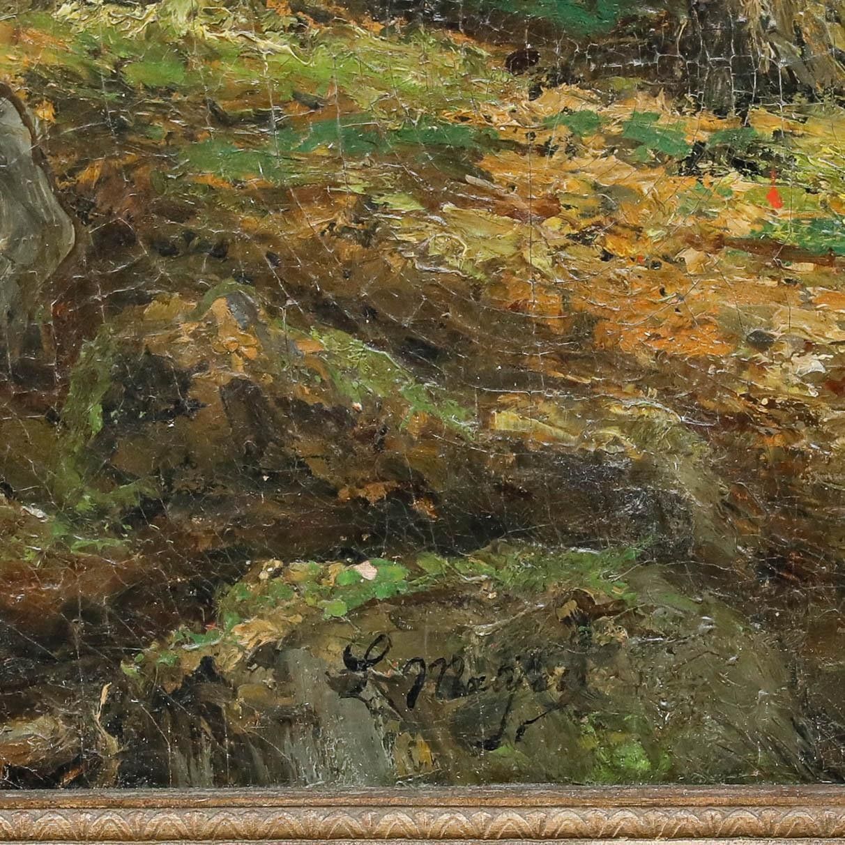 Louis Remy Matifas (1847 1896) Late 19th Century Oil, Collecting Firewood photo vinterior