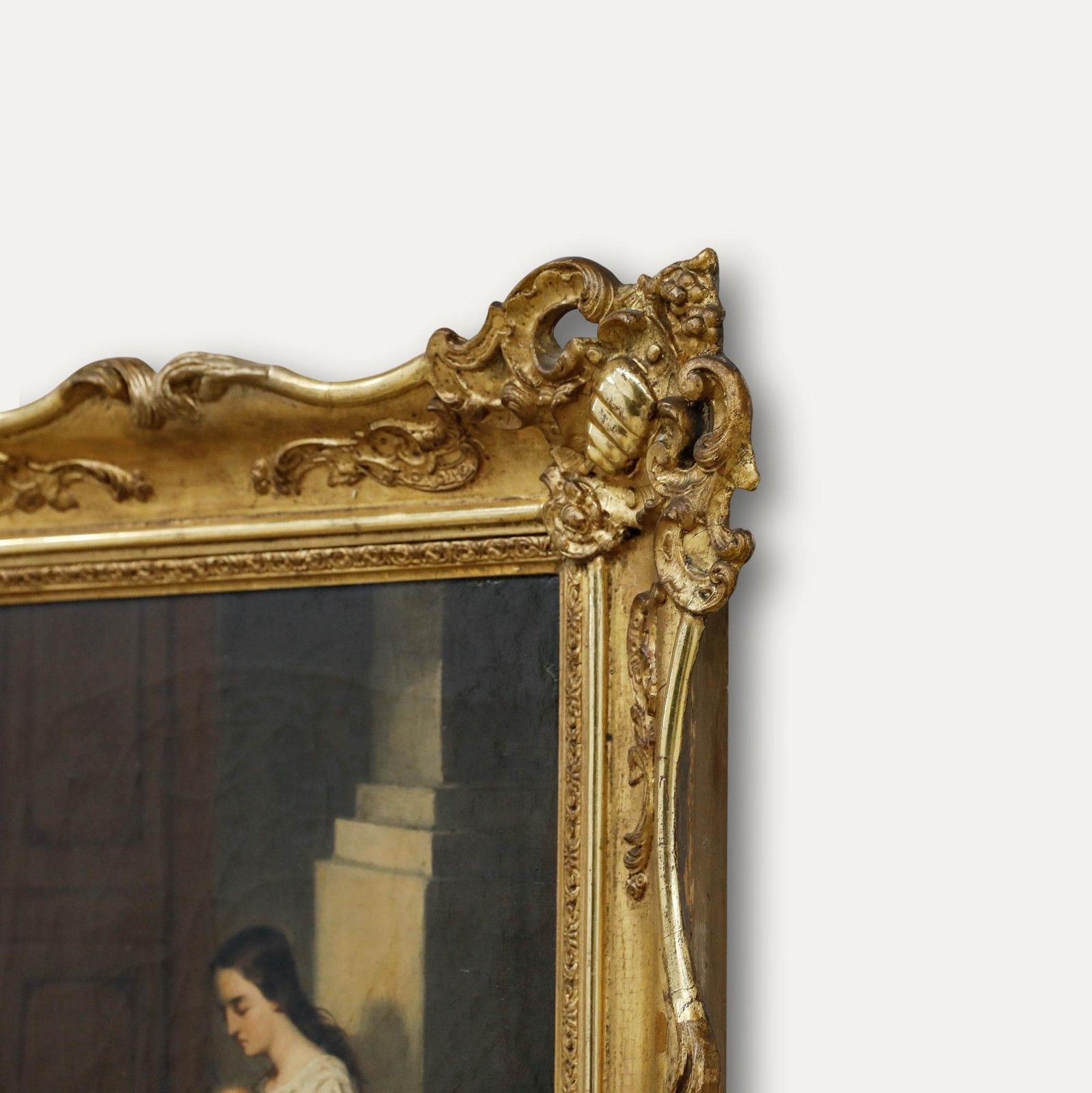 Framed 1853 Oil Young Mother And Child photo 550.0