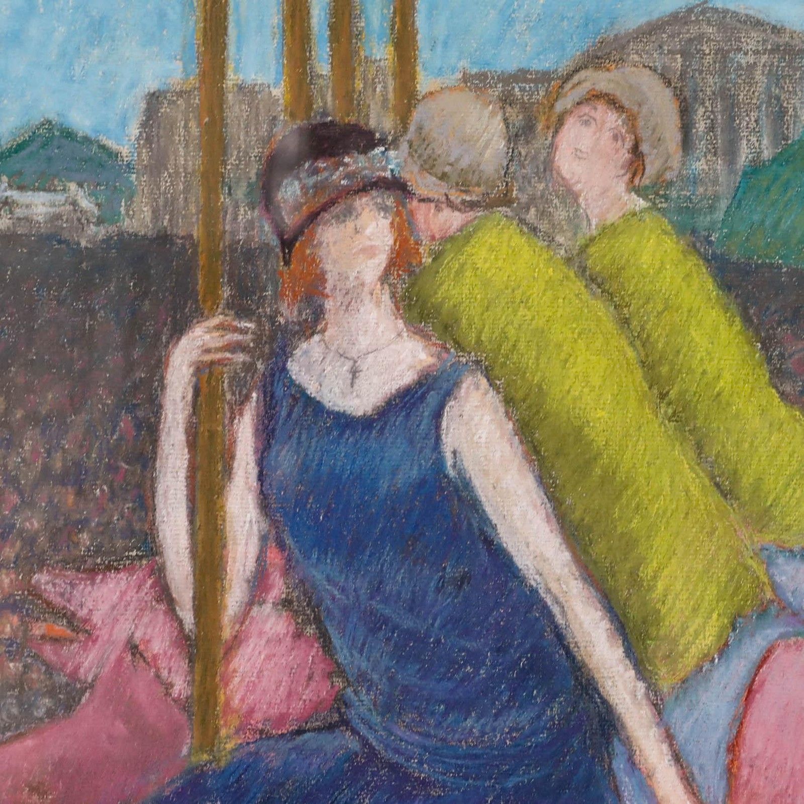 Georges Eugene Delhomme (1904 1989) Mid 20th Century Pastel, When Pigs Fly photo Art