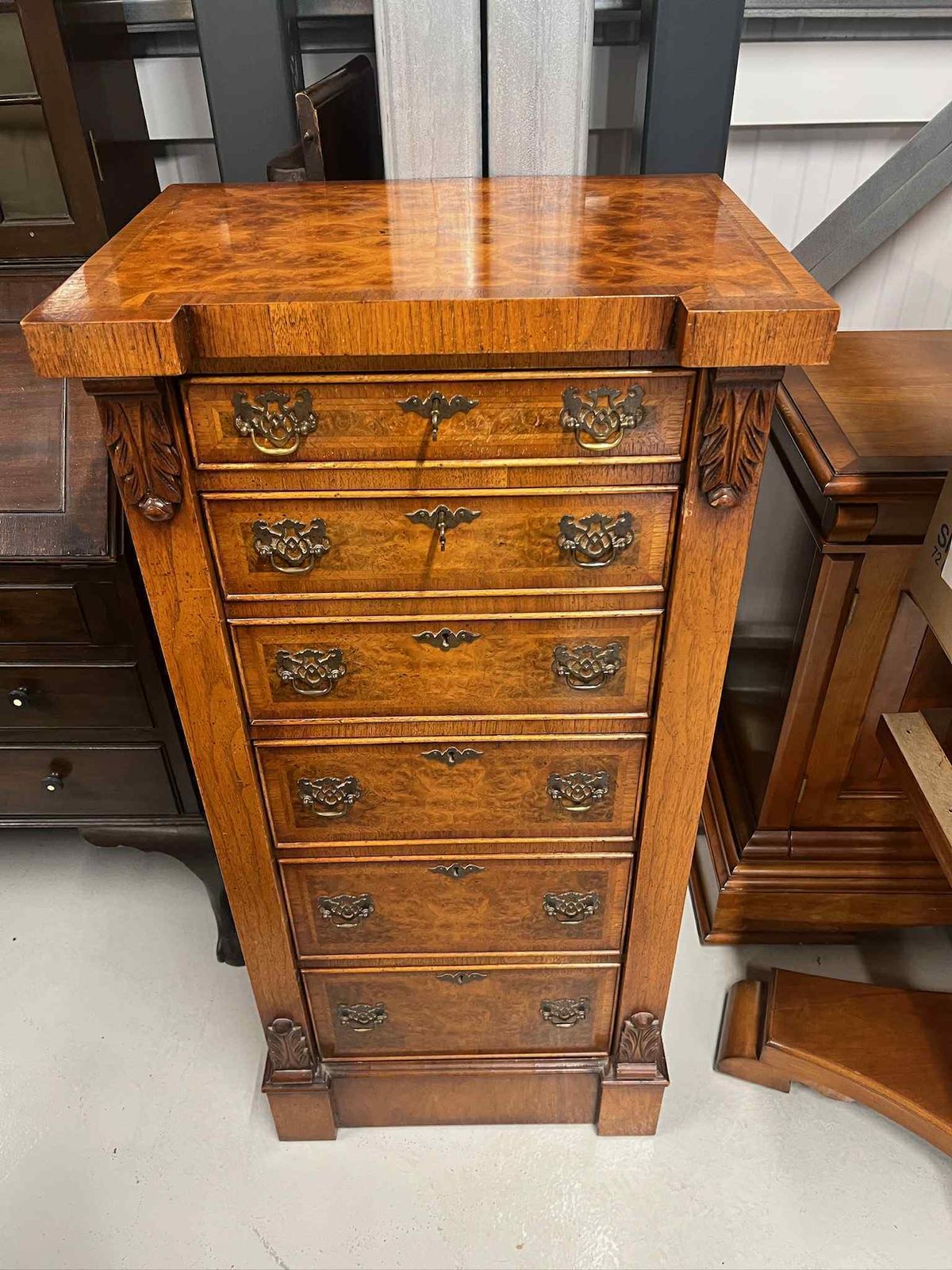 Walnut Wellington Style Secretaire Desk photo for sale