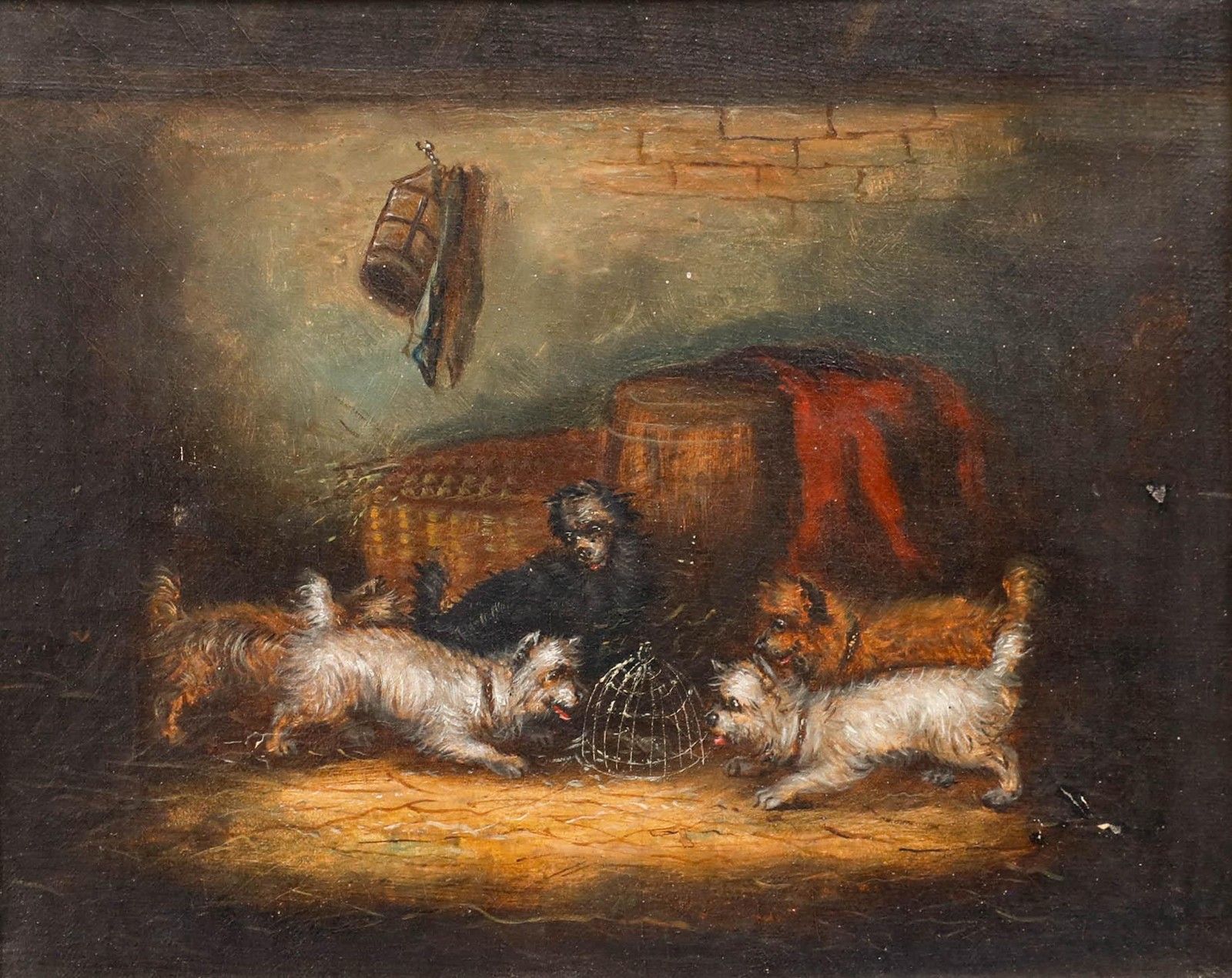 Circle Of George Armfield (1808 1893) Framed Oil, Five Terriers Ratting photo furniture