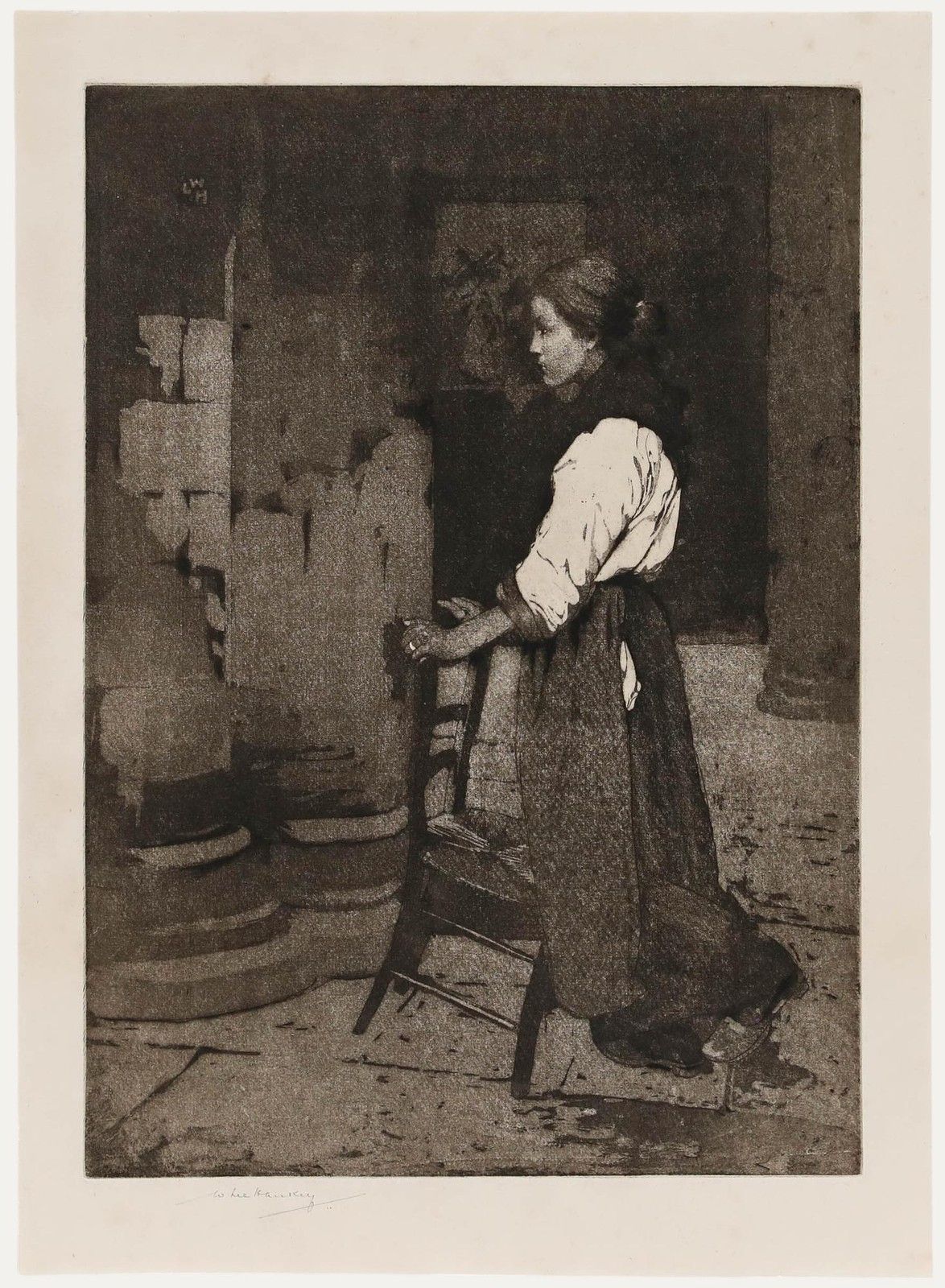 William Lee Hankey (1869 1952) Early 20th Century Aquatint, The Darby Prayer