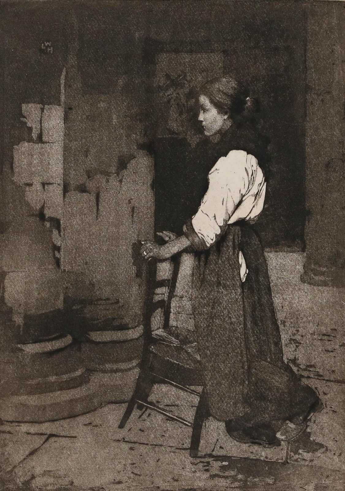 William Lee Hankey (1869 1952) Early 20th Century Aquatint, The Darby Prayer photo furniture