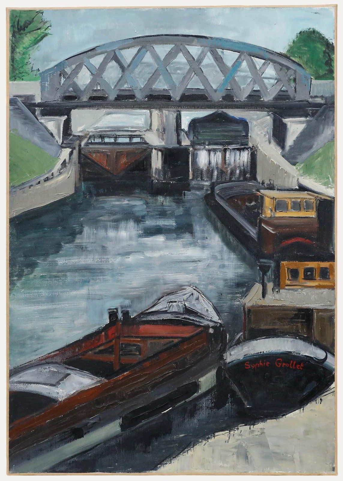 Sophie Grollet French Mid 20th Century Oil, Saint Denis Lock