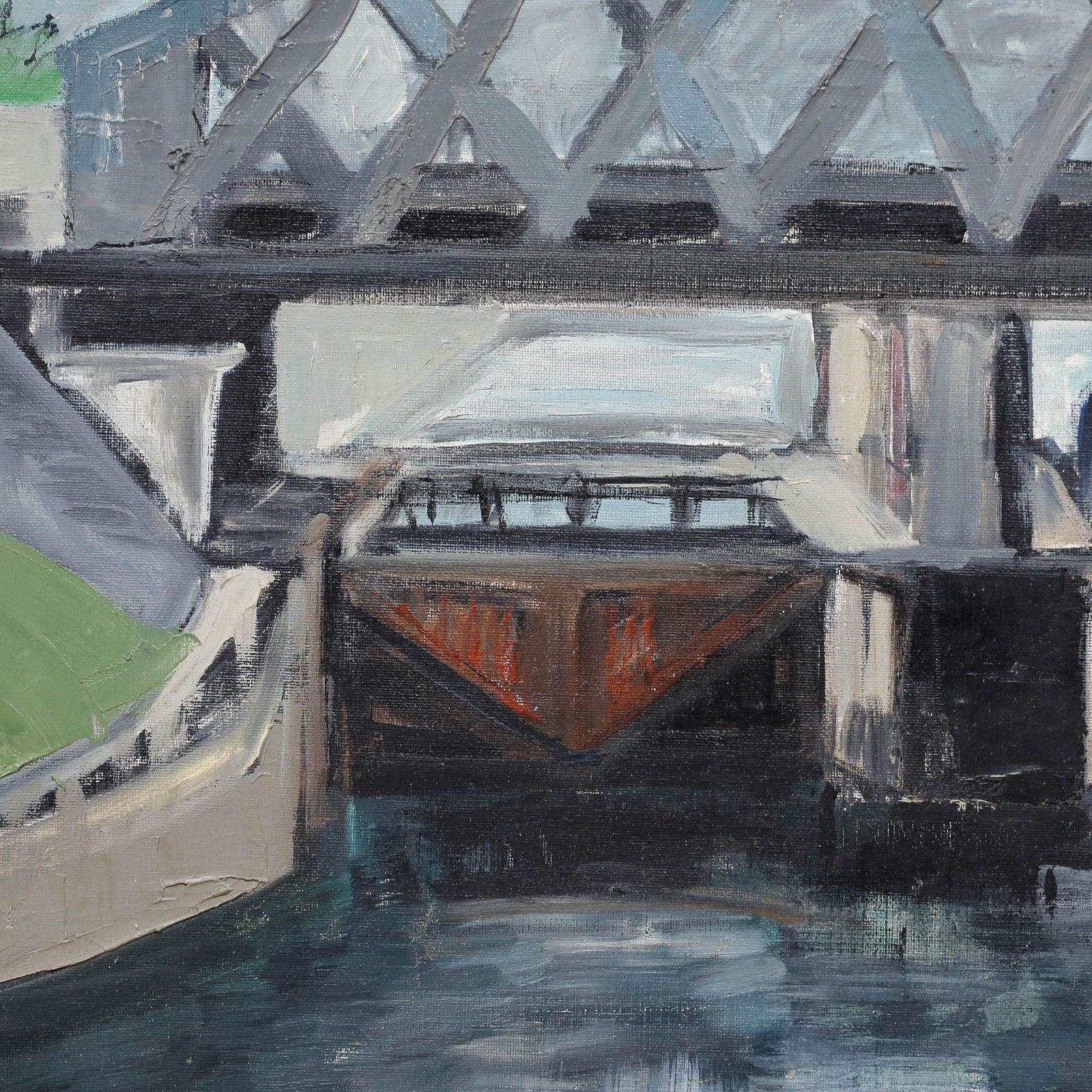 Sophie Grollet French Mid 20th Century Oil, Saint Denis Lock photo Art