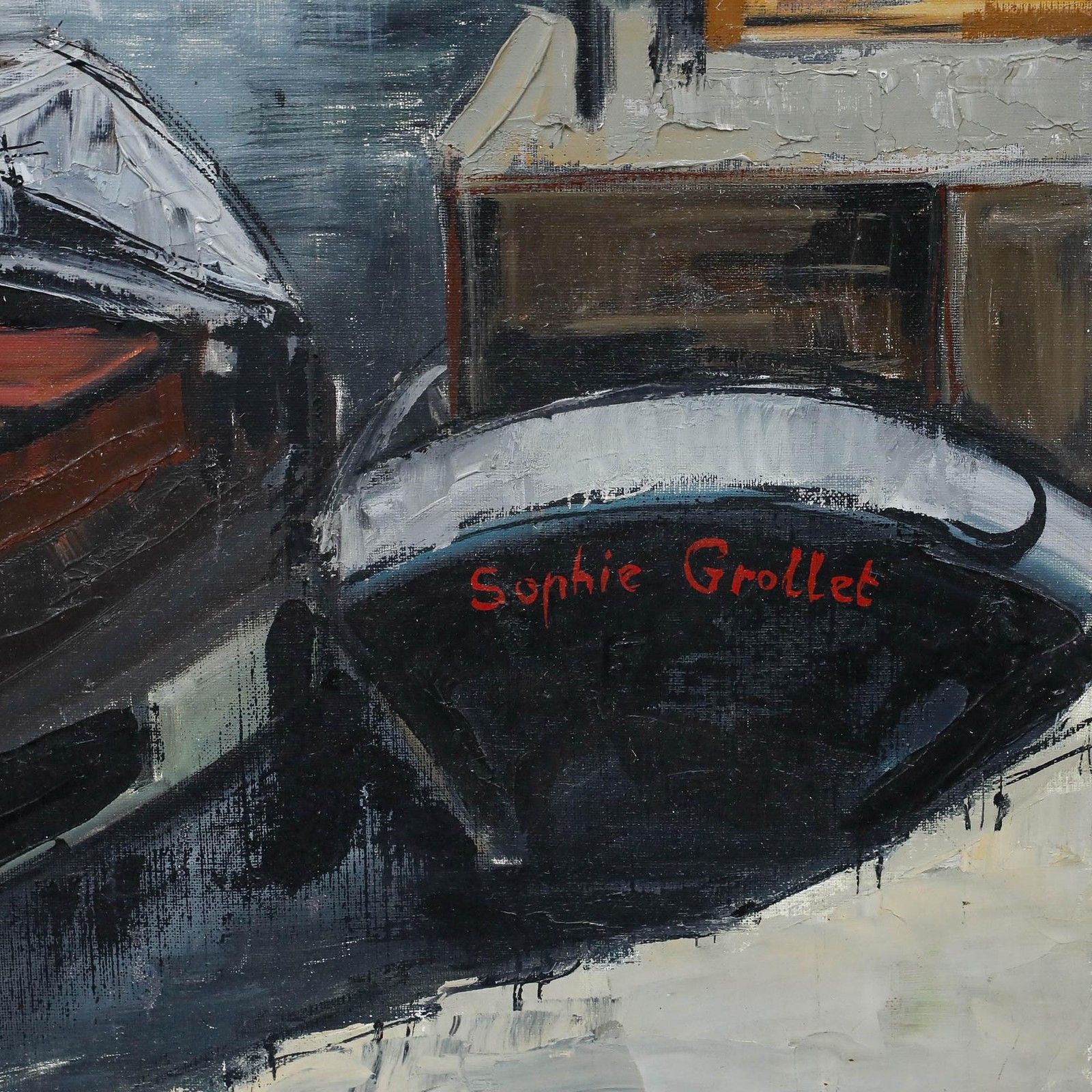 Sophie Grollet French Mid 20th Century Oil, Saint Denis Lock photo vinterior