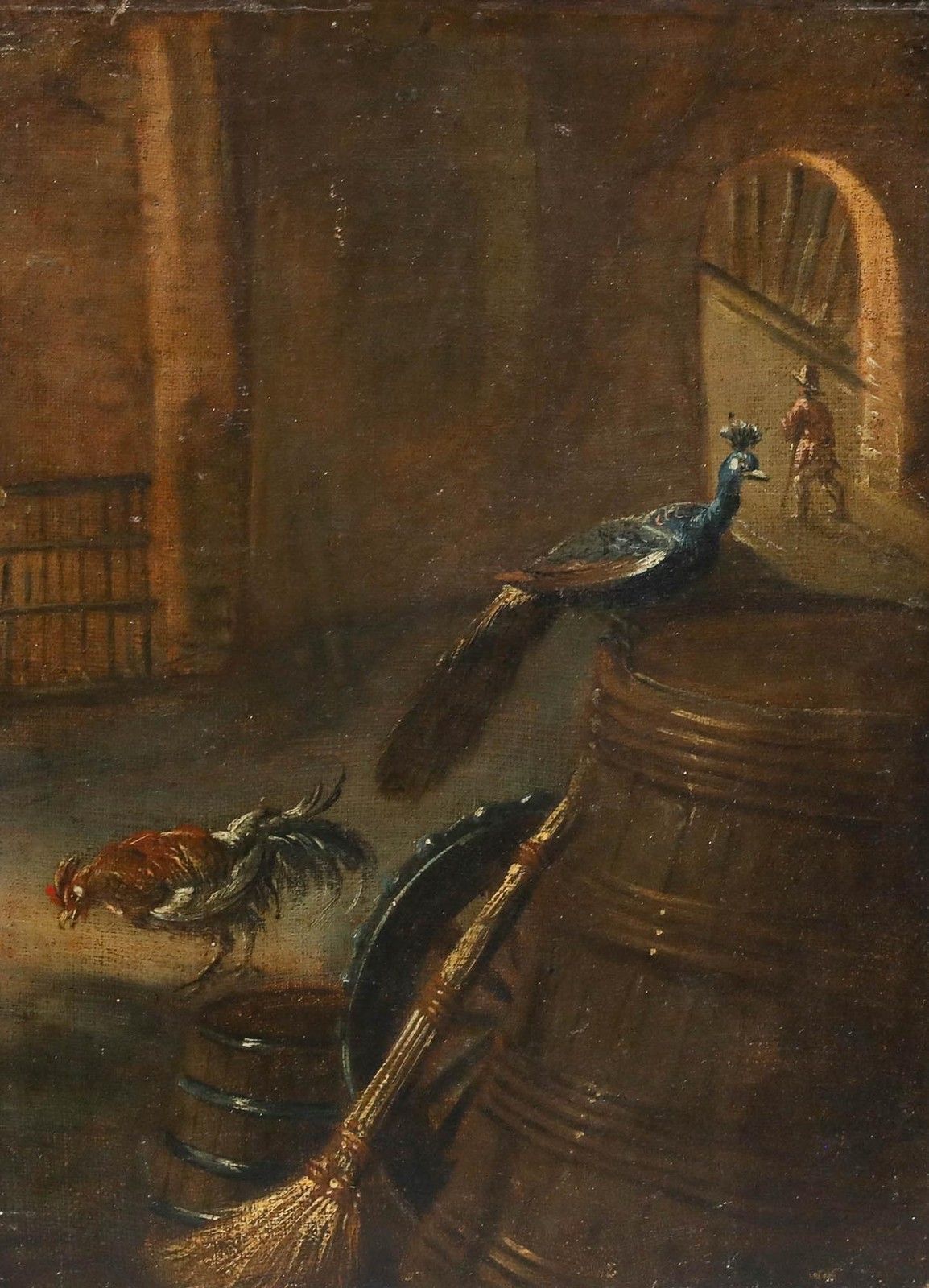 Continental School Early 19th Century Oil Birds Of Court photo furniture