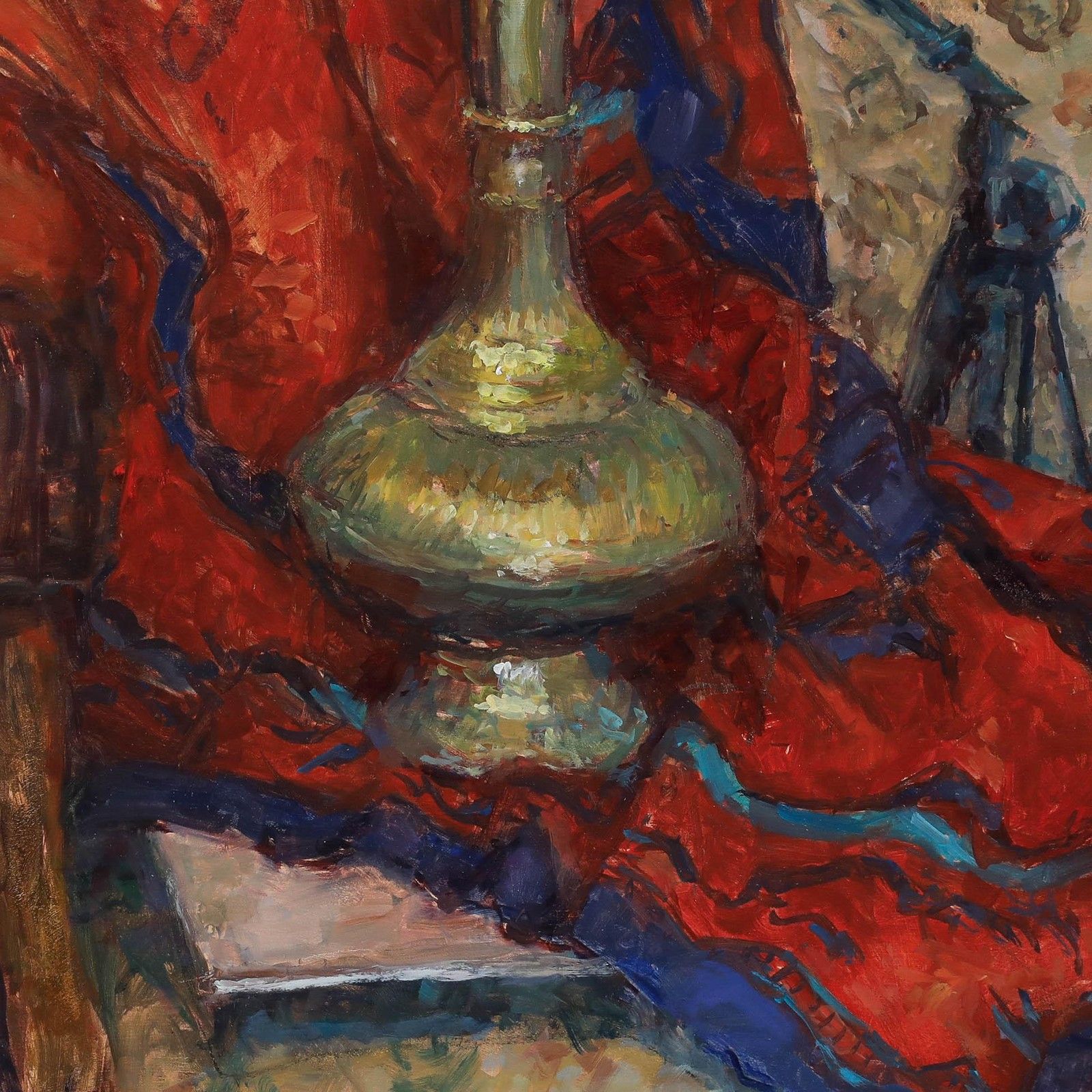 Pauline Plummer (B.1933) Contemporary Oil, Still Life With Brass Vase photo for sale