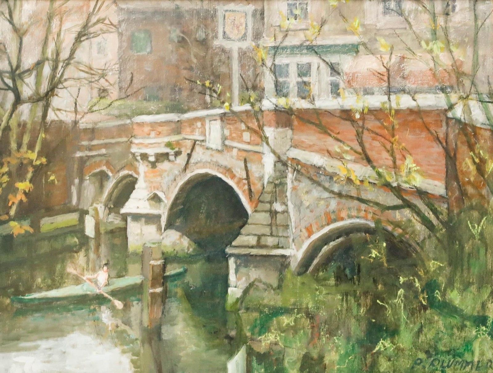 Pauline Plummer (B.1933) Framed Contemporary Oil, Bishop's Bridge, Norwich photo furniture