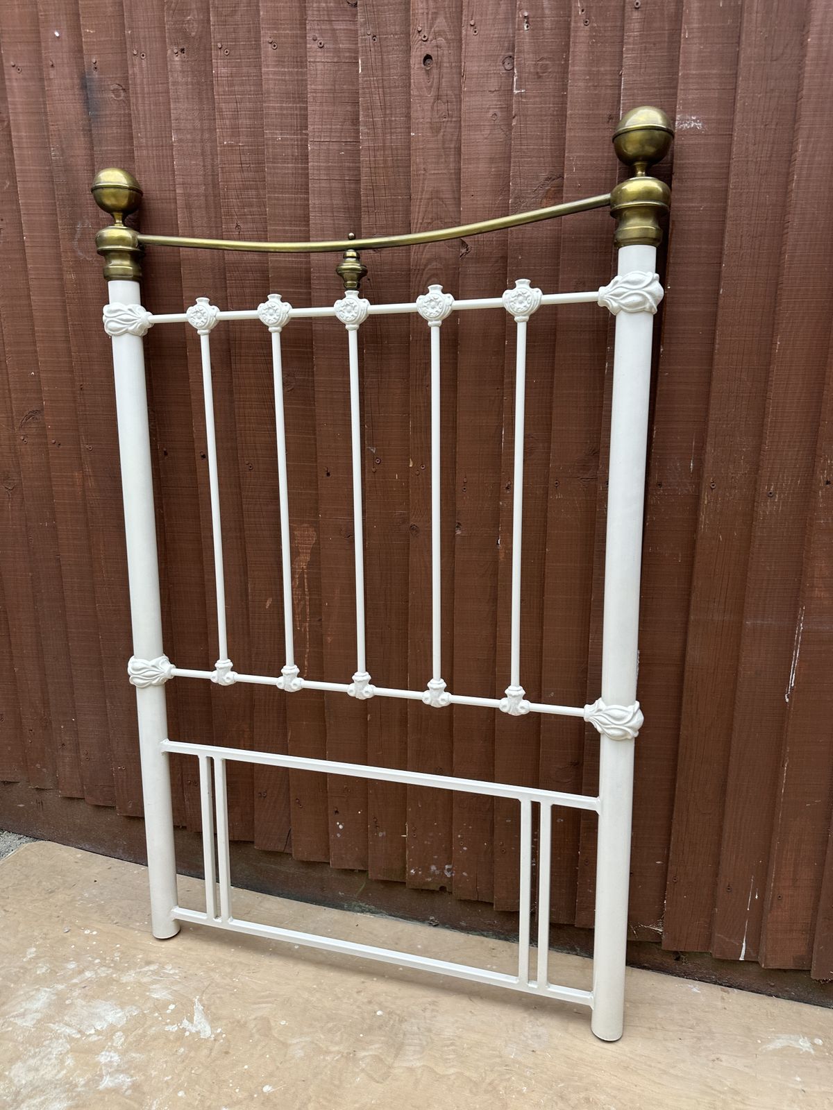 photo buy Spectacular Cast Iron & Brass Single Headboard – Great Condition