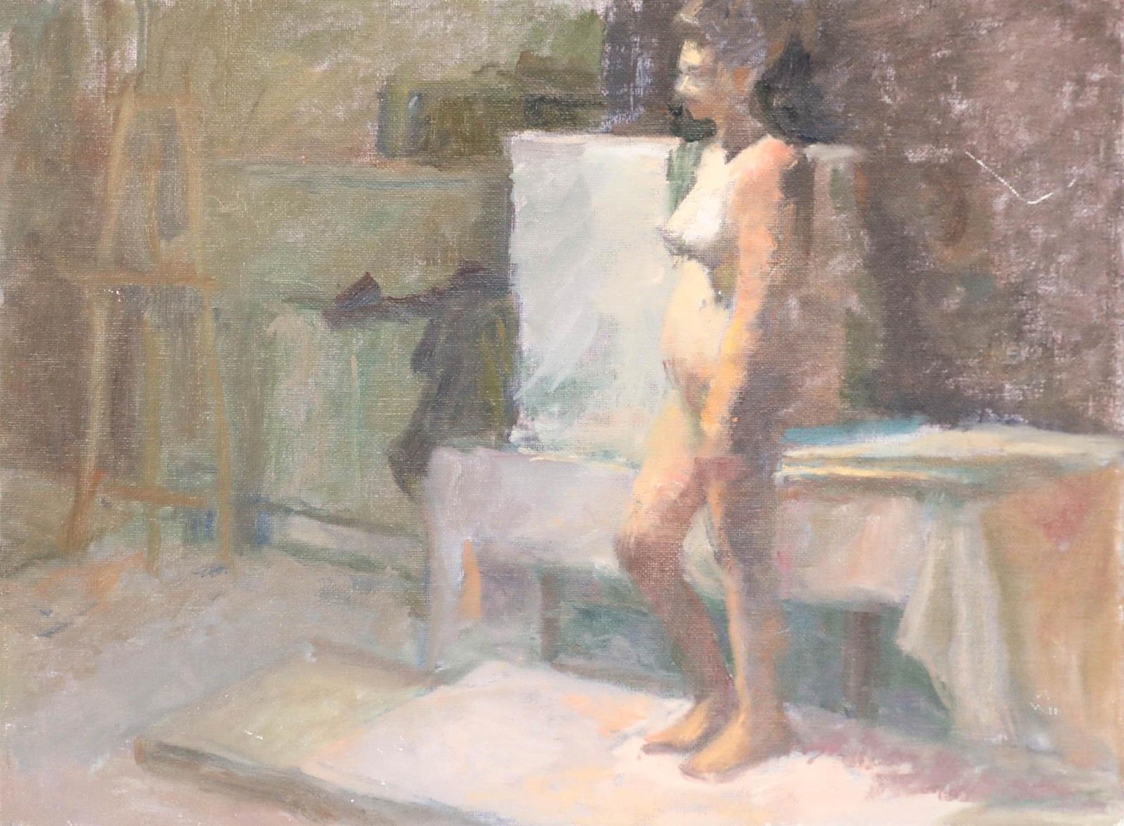 Pauline Plummer (B.1933) 20th Century Oil, Standing Nude photo furniture