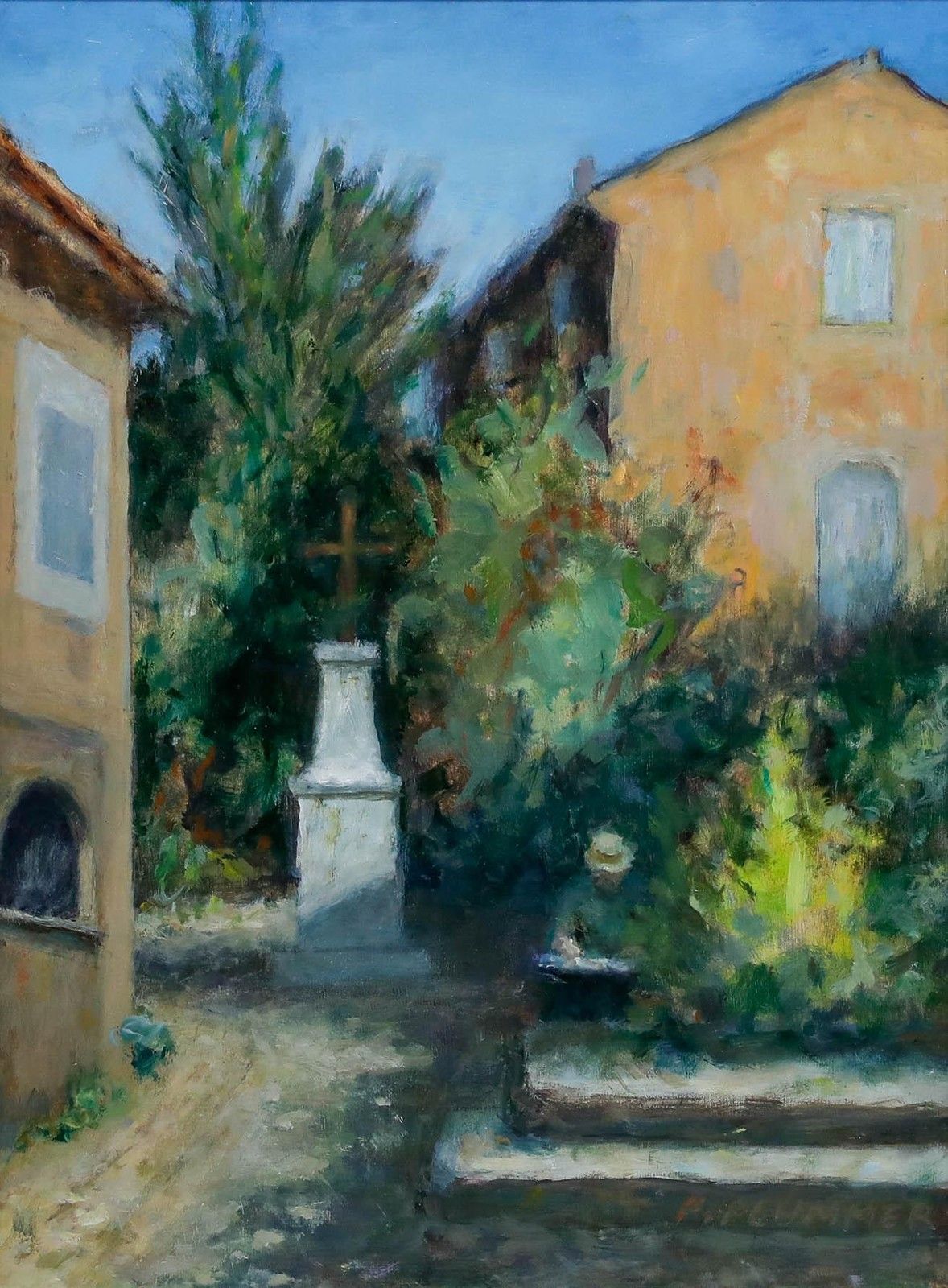 Pauline Plummer (B.1933) Framed Contemporary Oil, Sketching In Provence photo furniture