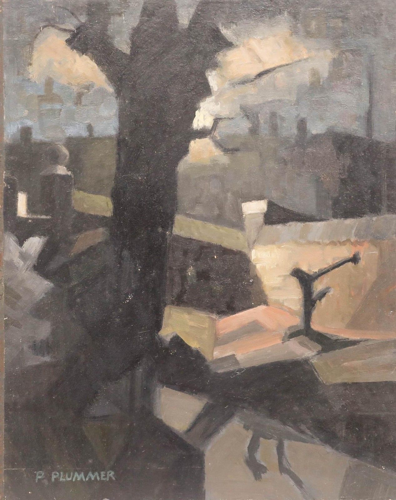 Pauline Plummer (B.1933) 20th Century Oil, After Dark photo furniture