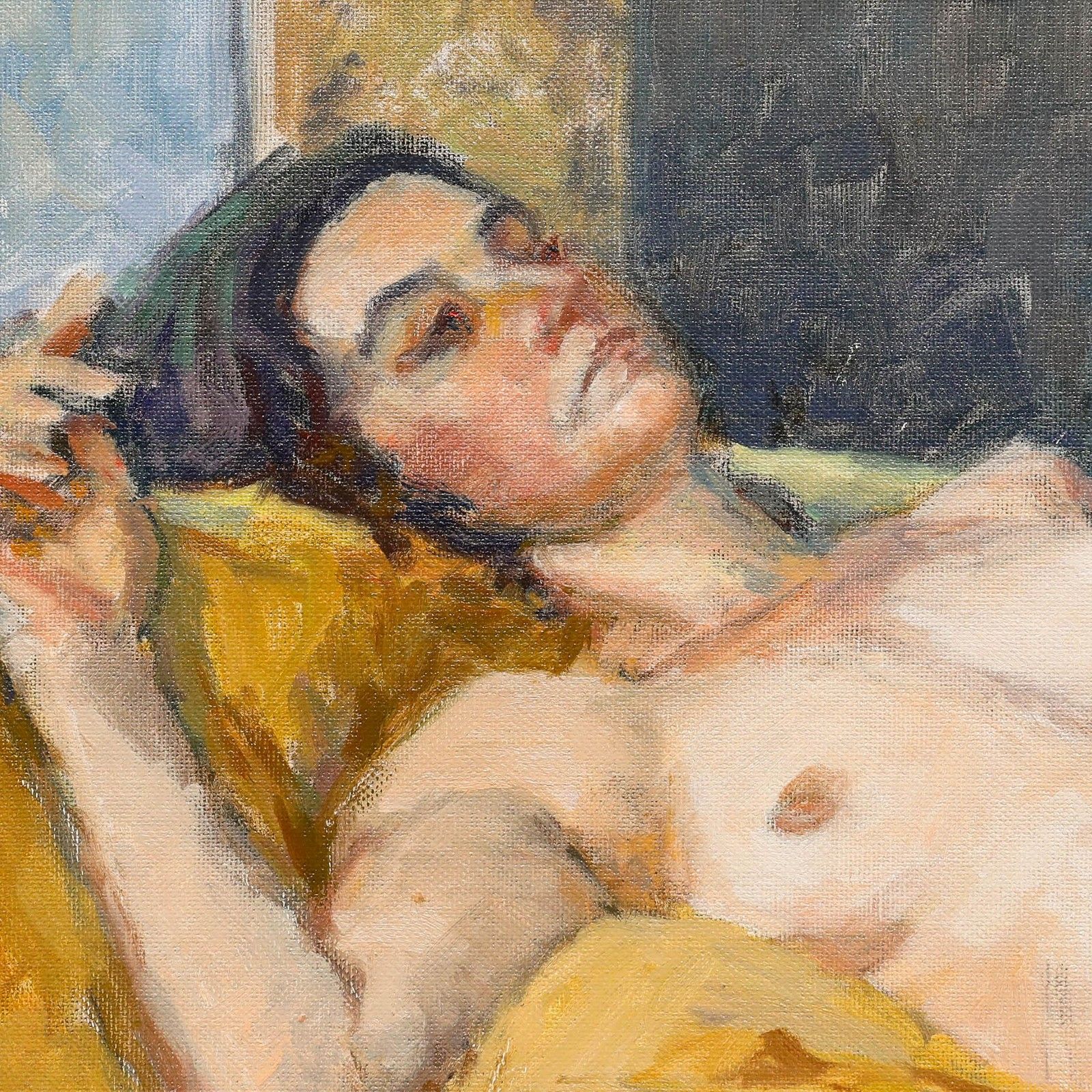 Pauline Plummer (B.1933) 1999 Oil, Reclining Nude photo Art