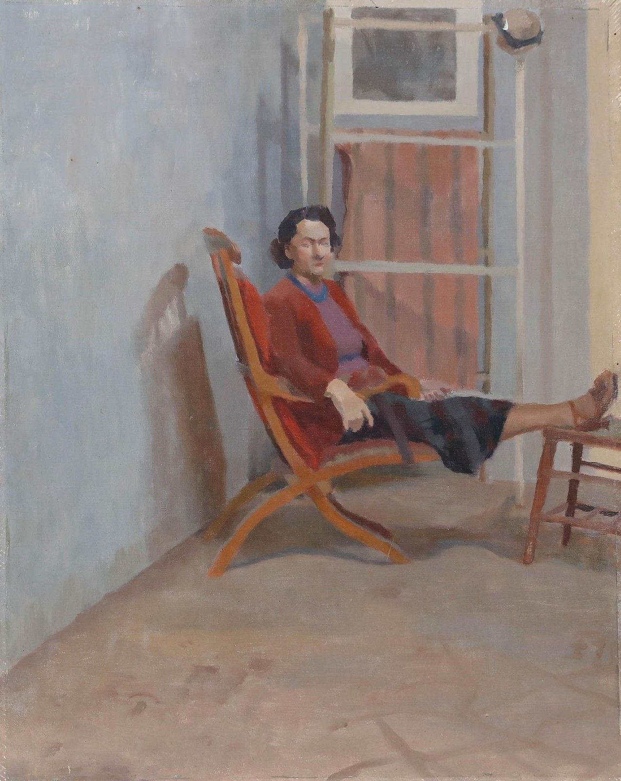 Pauline Plummer (B.1933) 20th Century Oil, On The Sunlit Porch photo furniture