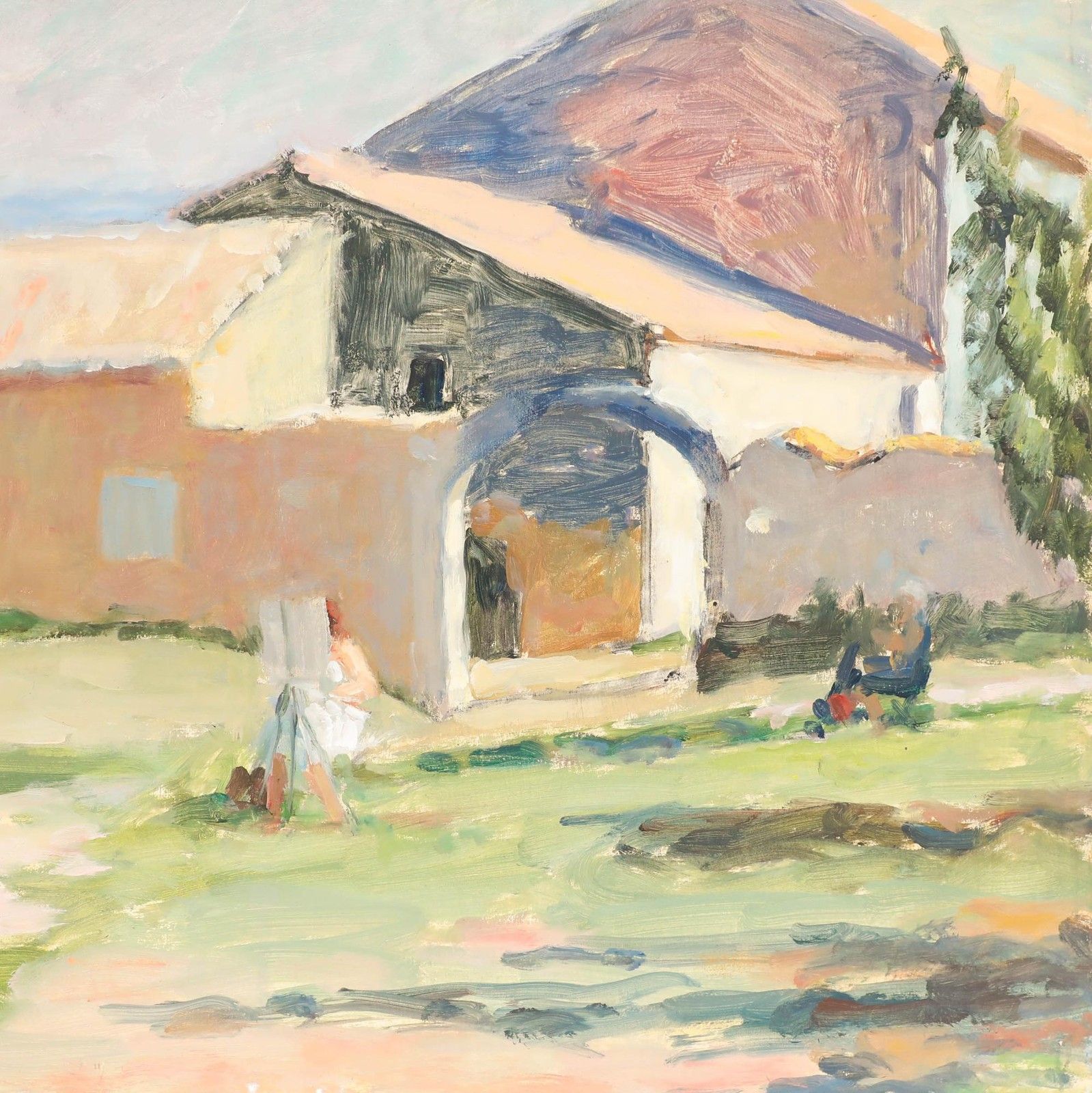 Pauline Plummer (B.1933) 20th Century Oil, Painting At The Farm photo Art