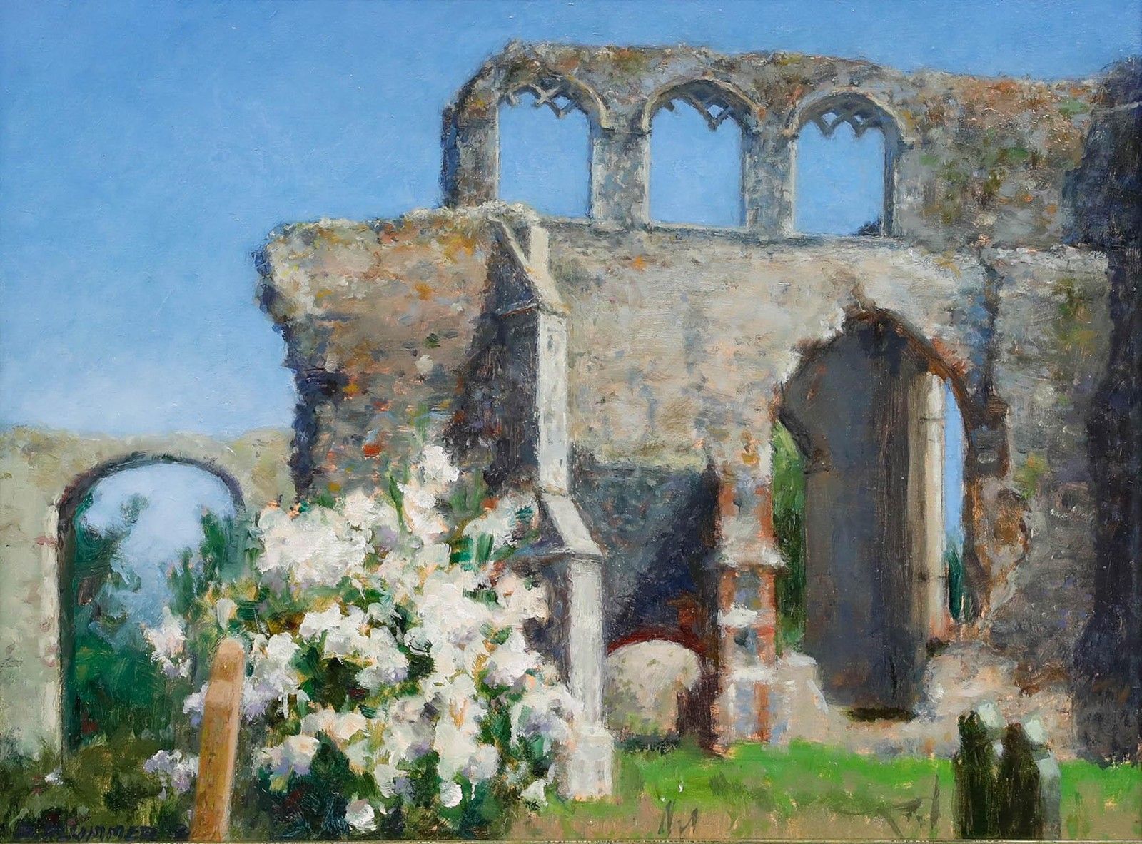 Pauline Plummer (B.1933) 2010 Oil, Abbey In Bloom photo furniture