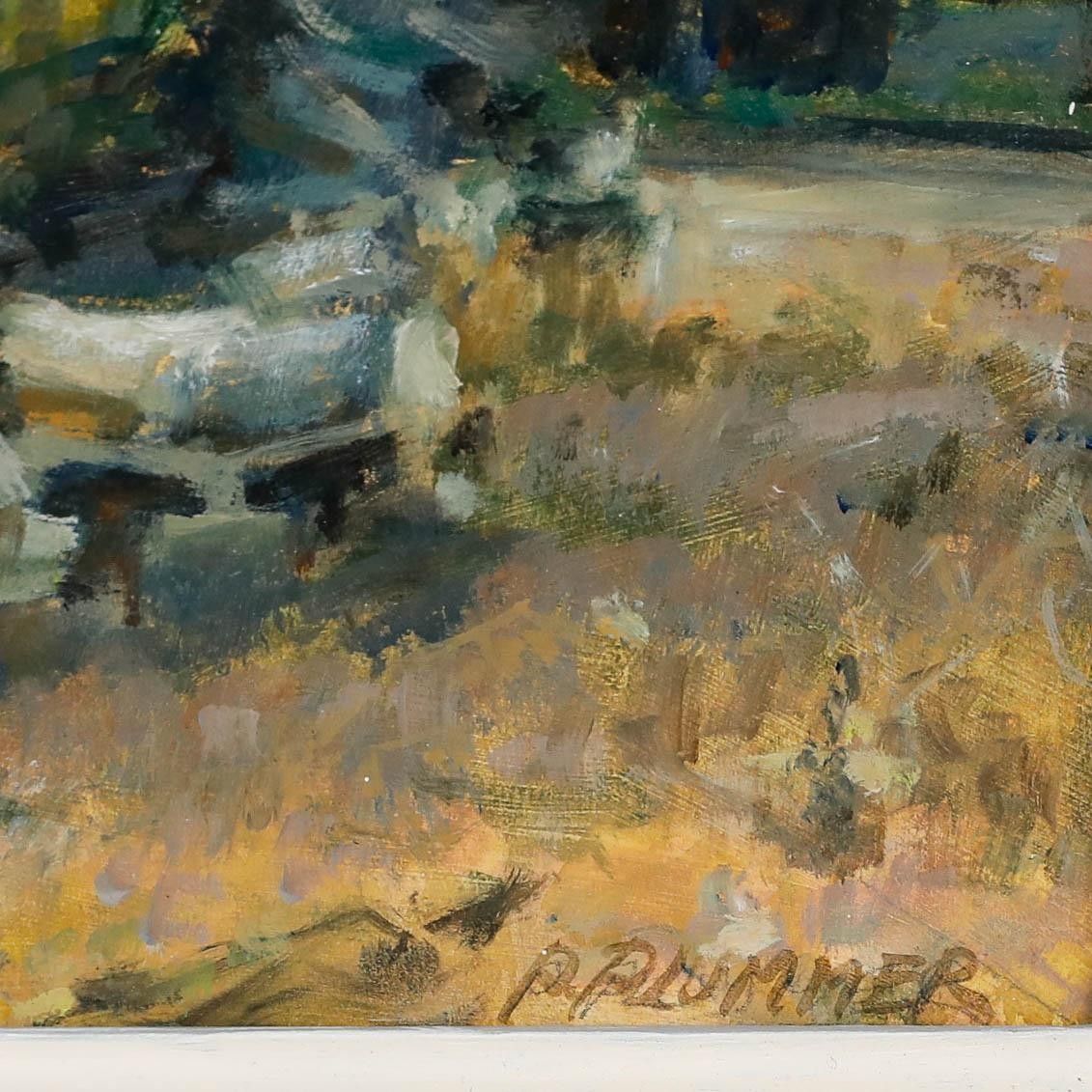 Pauline Plummer (B.1933) Contemporary Oil, Morning Light On The Wood Shed photo vinterior