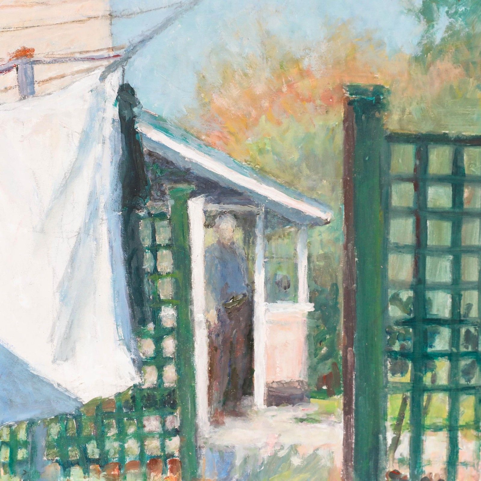 Pauline Plummer (B.1933) 20th Century Oil, In The Greenhouse photo Art