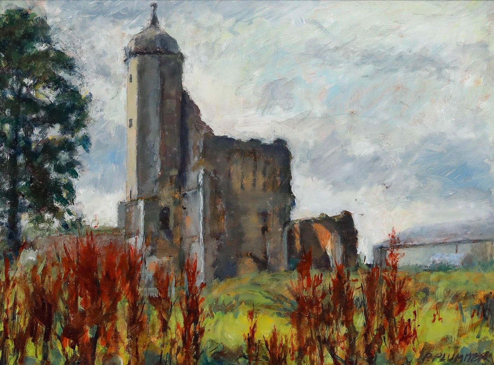 Pauline Plummer (B.1933) Framed Contemporary Oil, Baconsthorpe Castle photo furniture