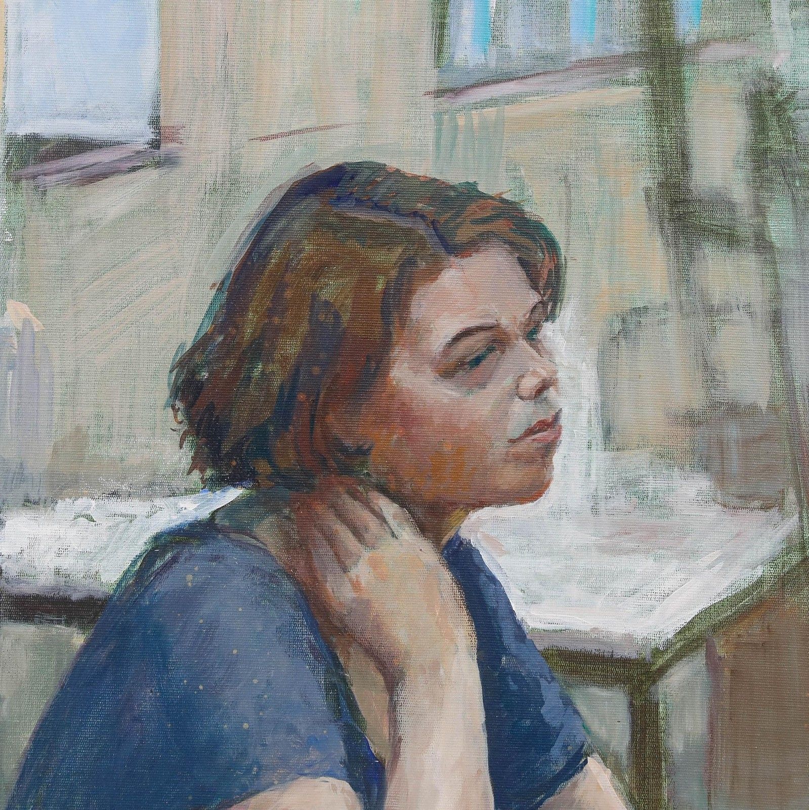 Pauline Plummer (B.1933) 20th Century Oil, Melanie And The Orange Tablecloth photo 550.0