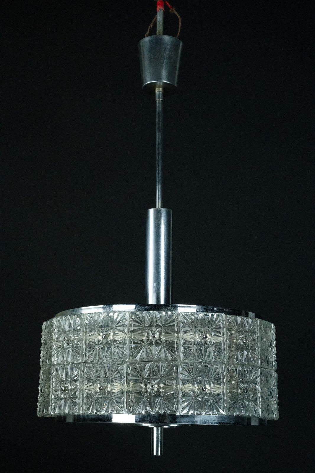 Vintage Kinkeldey Crystal Glass And Chrome Chandelier. Germany 1960s photo furniture