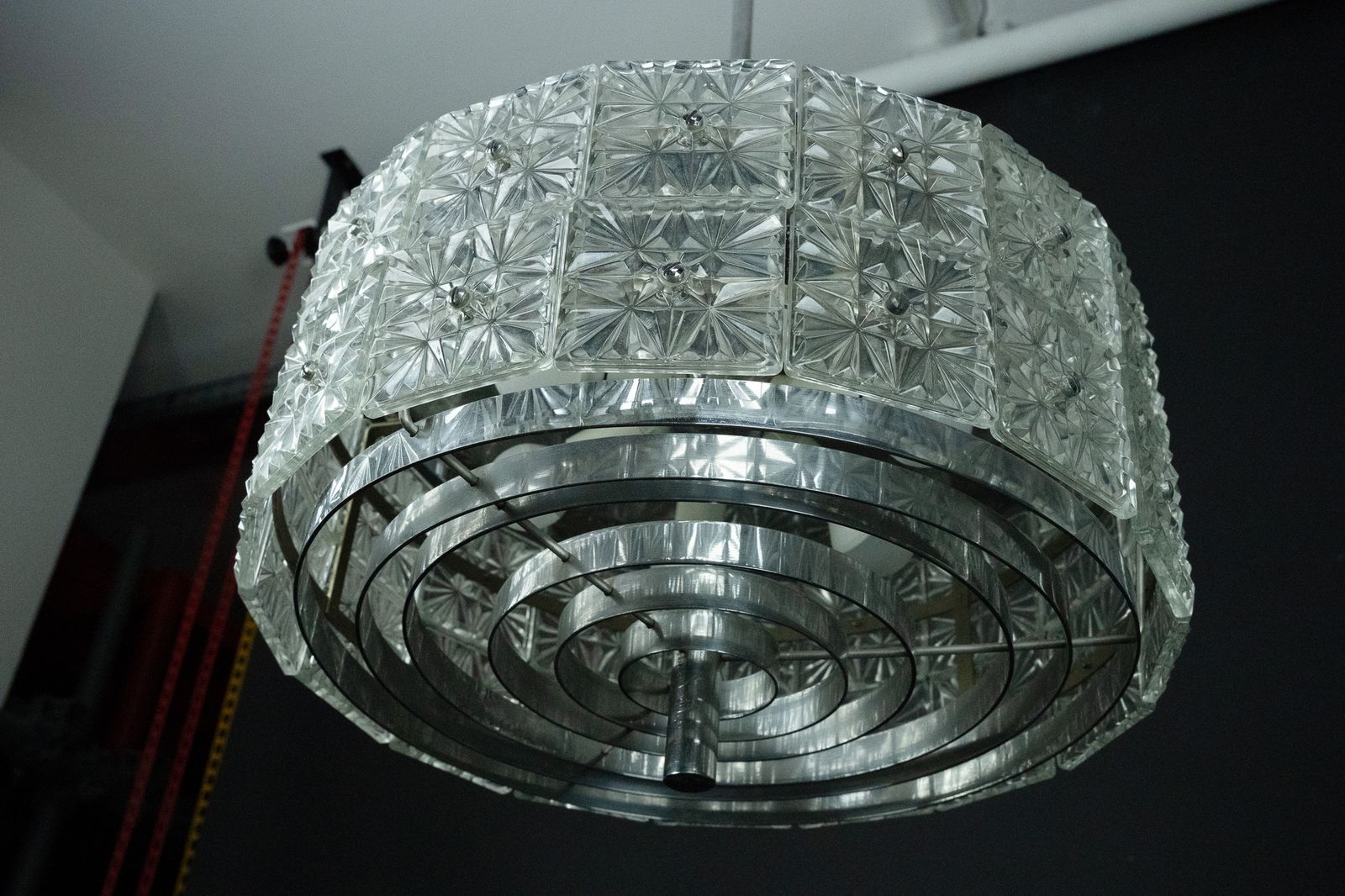 Lighting Vintage Kinkeldey Crystal Glass And Chrome Chandelier. Germany 1960s photo