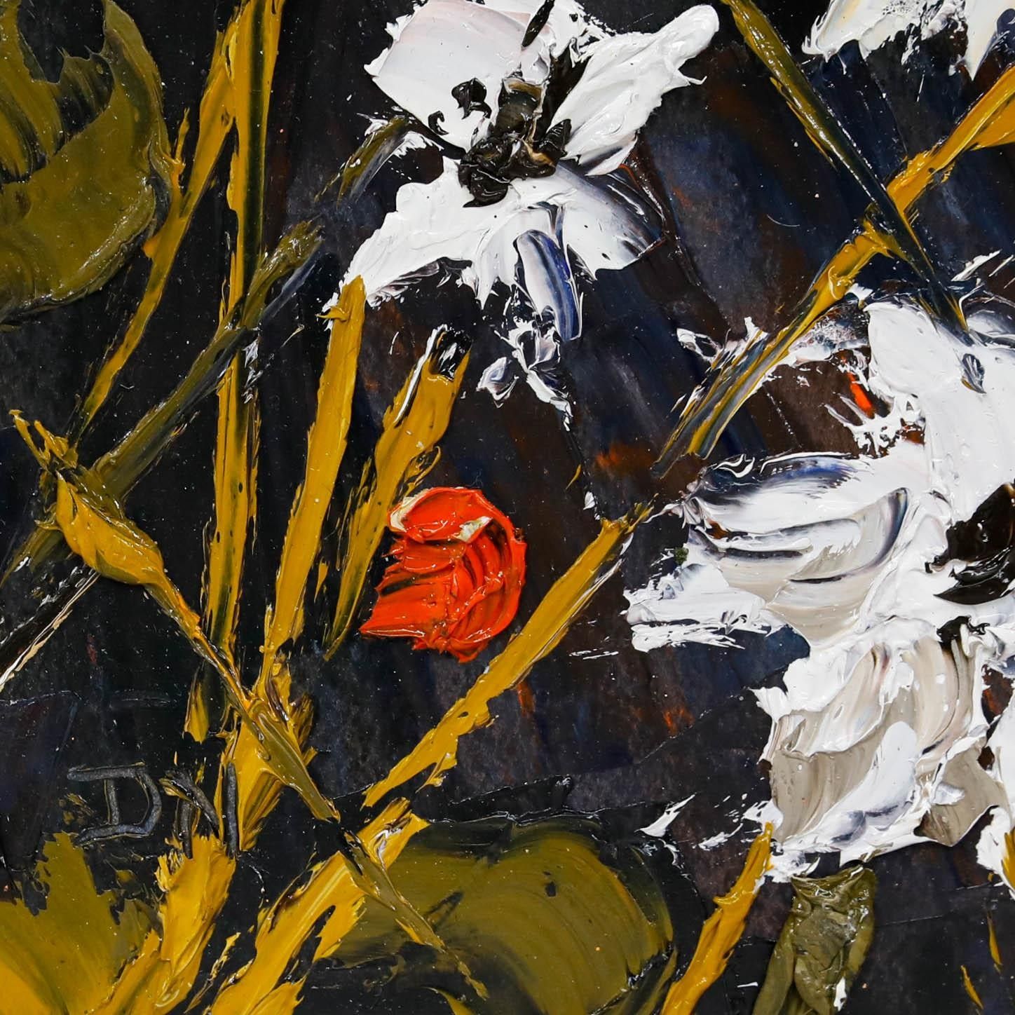 Daniel Nichols Contemporary Oil, White Daisies photo Art