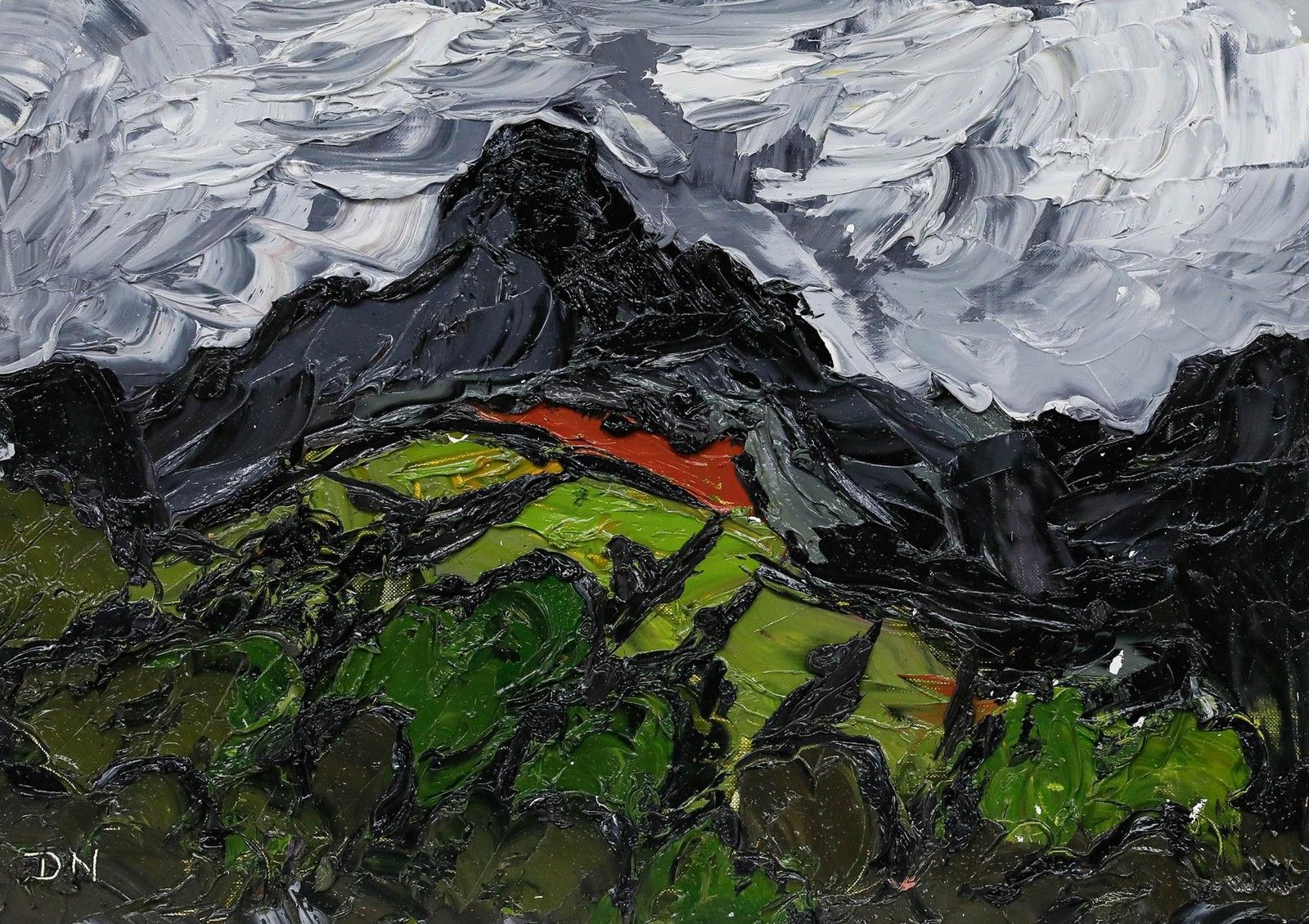 Daniel Nichols After Kyffin Williams  Contemporary Oil, Crag In The Clouds photo furniture