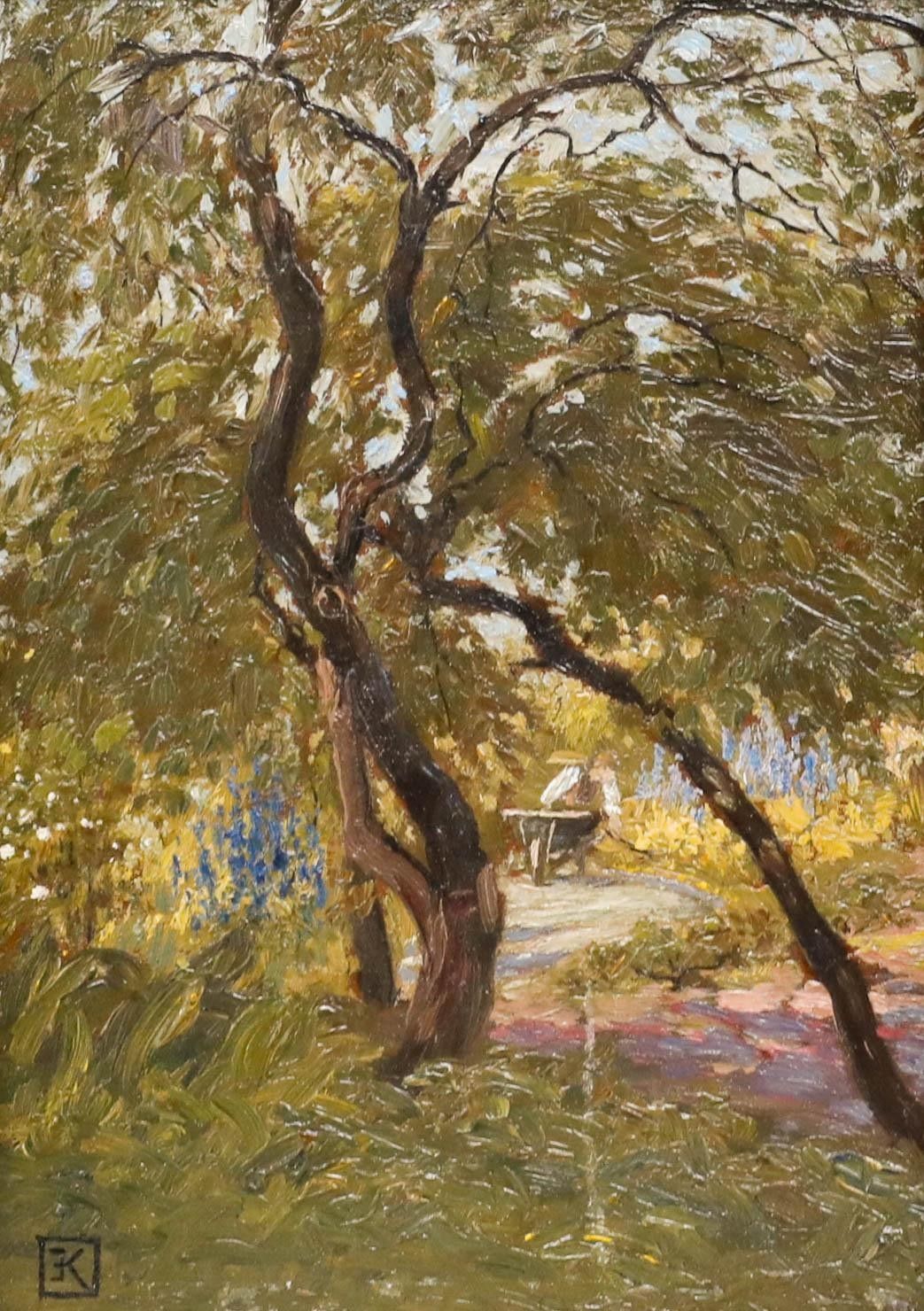 English School Early 20th Century Oil The Gardener photo furniture