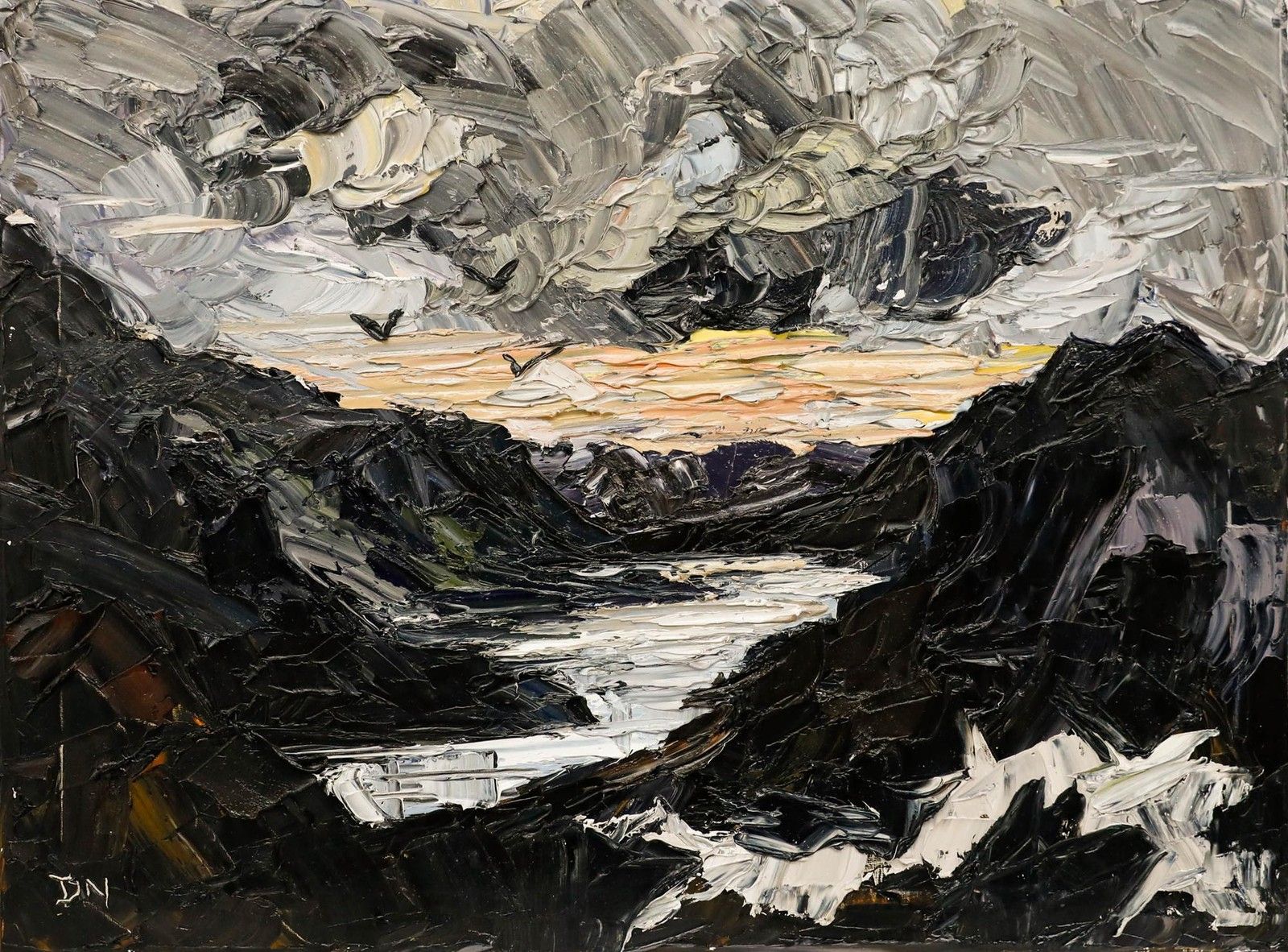 Daniel Nichols Contemporary Oil, Welsh Mountain Sunset photo furniture
