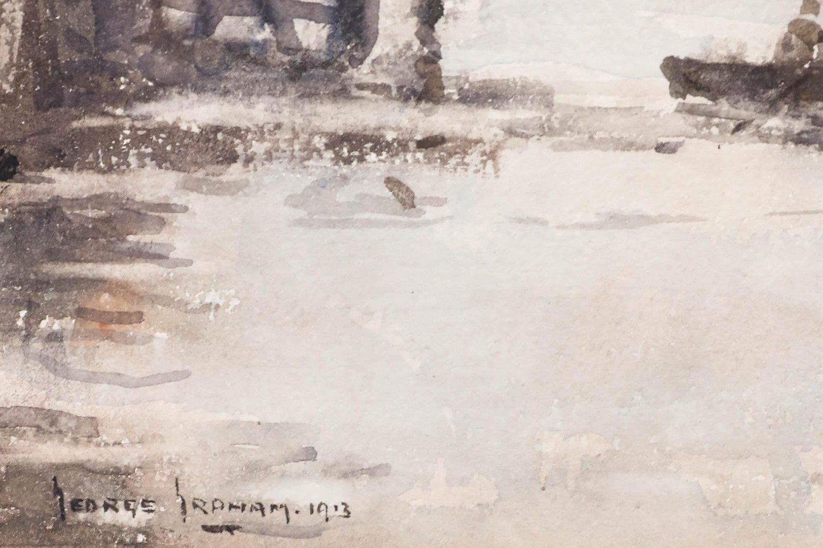 George Graham (1881 1949) 1913 Watercolour, A River In Dordrecht photo vinterior