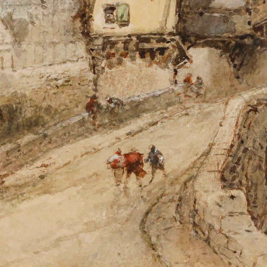 Paul Marny (1829 1914) Framed Watercolour, Riverside Town photo Art