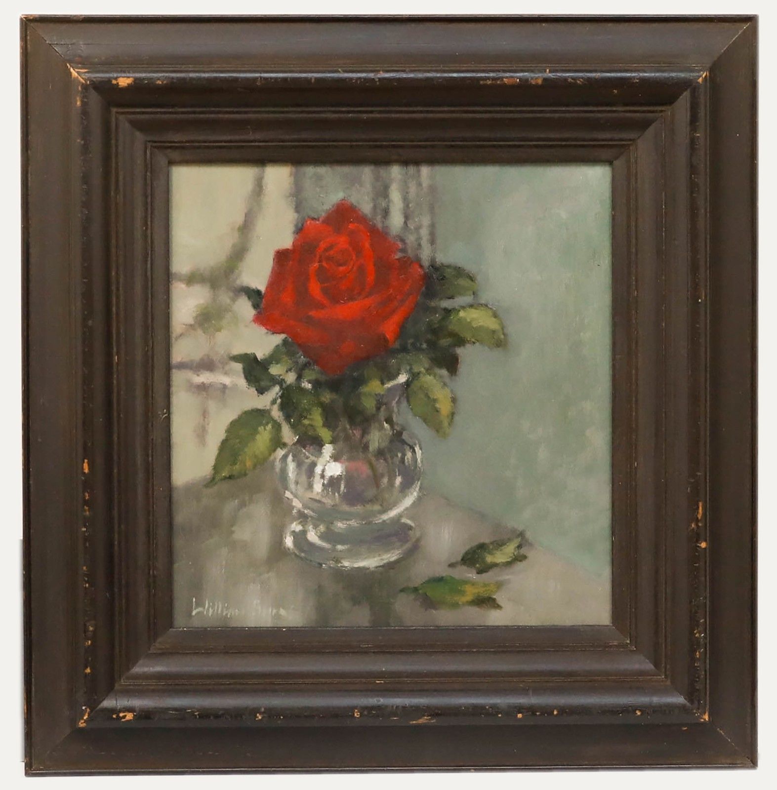 William Burns Frsa (1923 2010) Framed 20th Century Oil, Red Rose